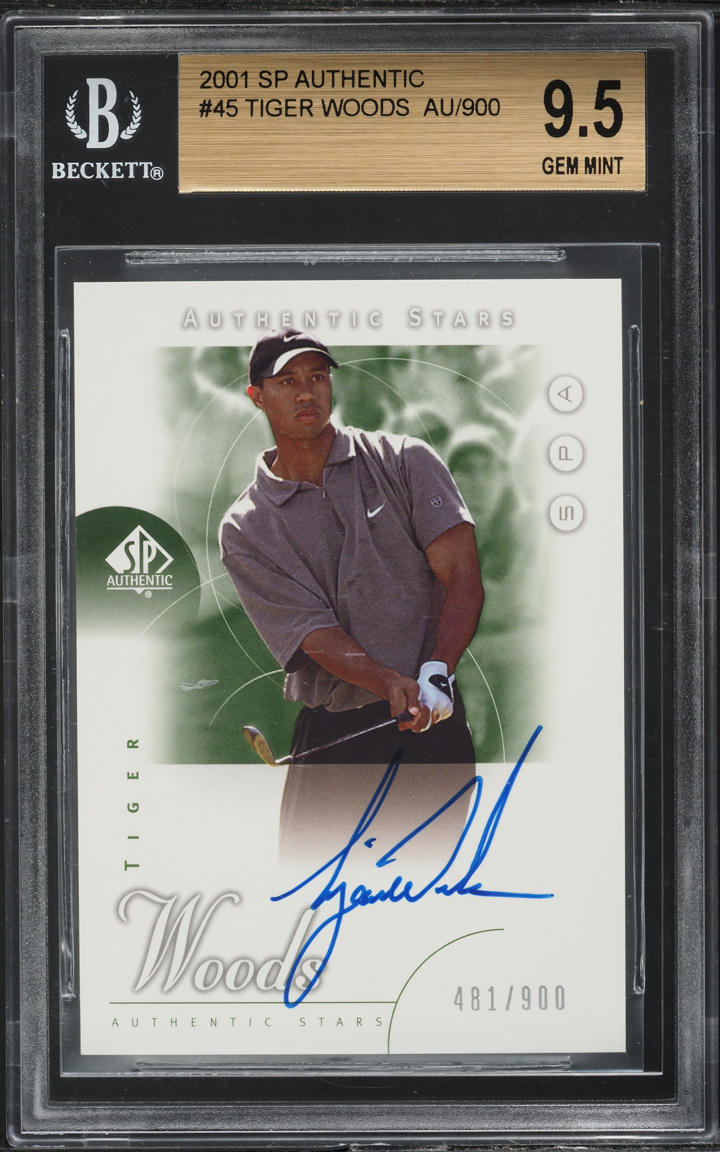 2001 SP Authentic Golf Tiger Woods ROOKIE AUTO /900 #45 BGS 9.5 GEM MINT