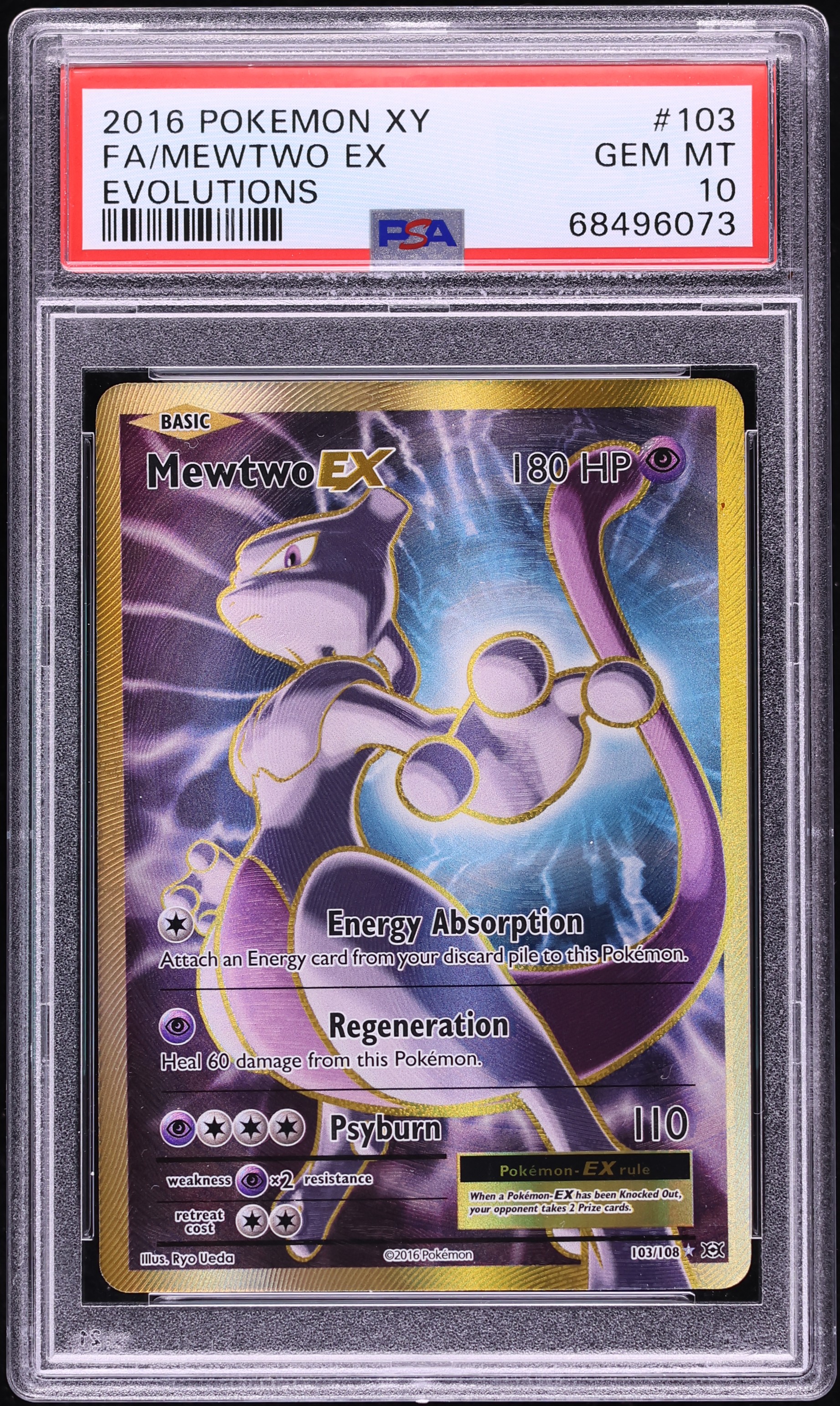 2016 Pokemon XY Evolutions Full Art Mewtwo EX #103 PSA 10 GEM MINT
