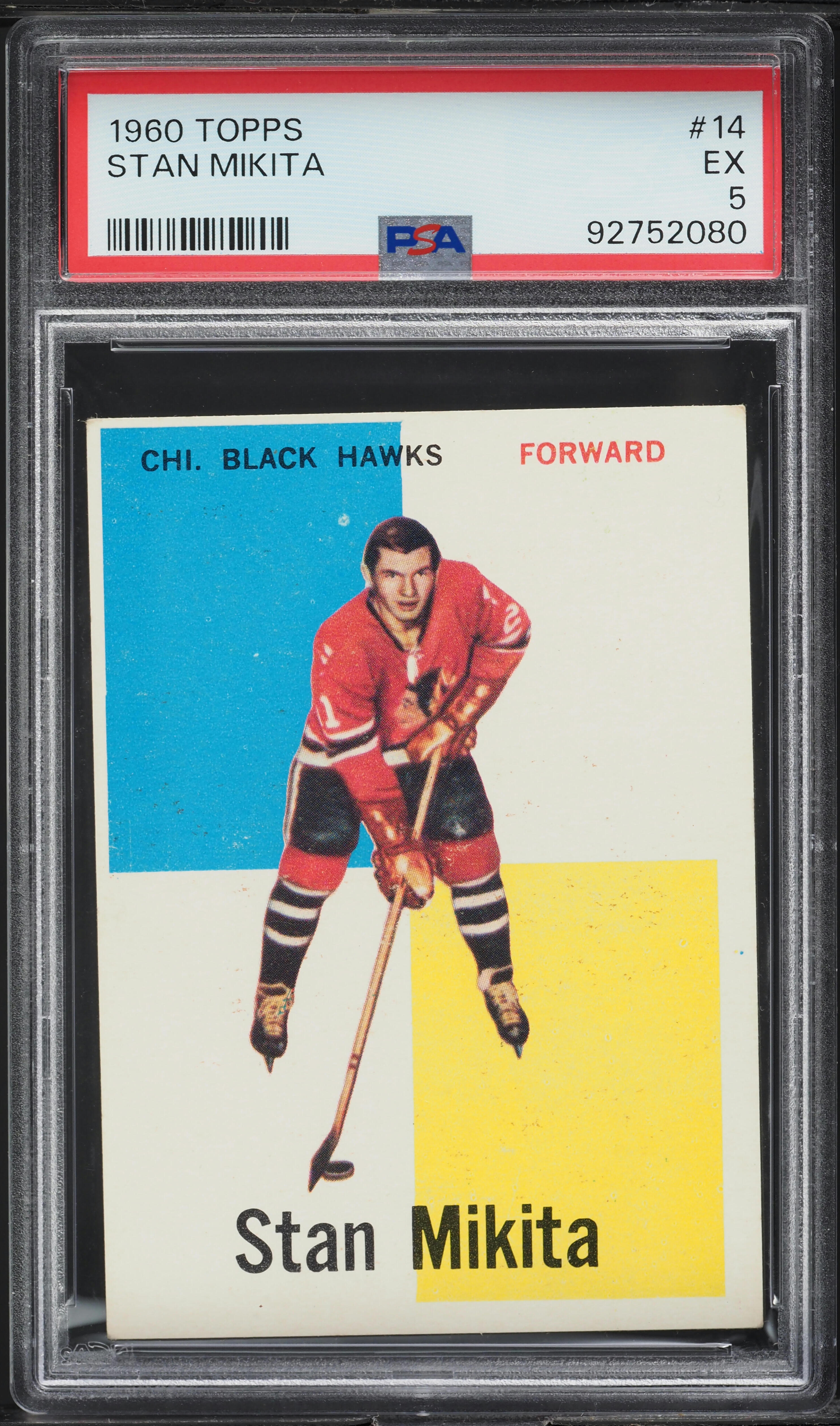 1960 Topps Hockey Stan Mikita ROOKIE #14 PSA 5 EX