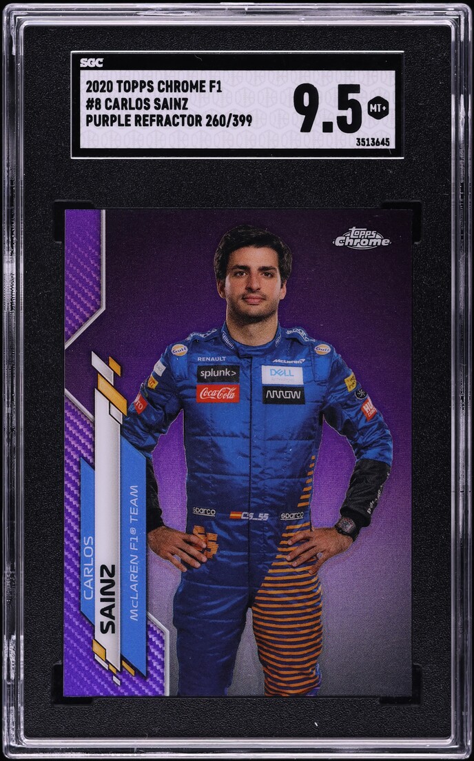 2020 Topps Chrome F1 Purple Refractor Carlos Sainz /399 #8 SGC 9.5 MINT+