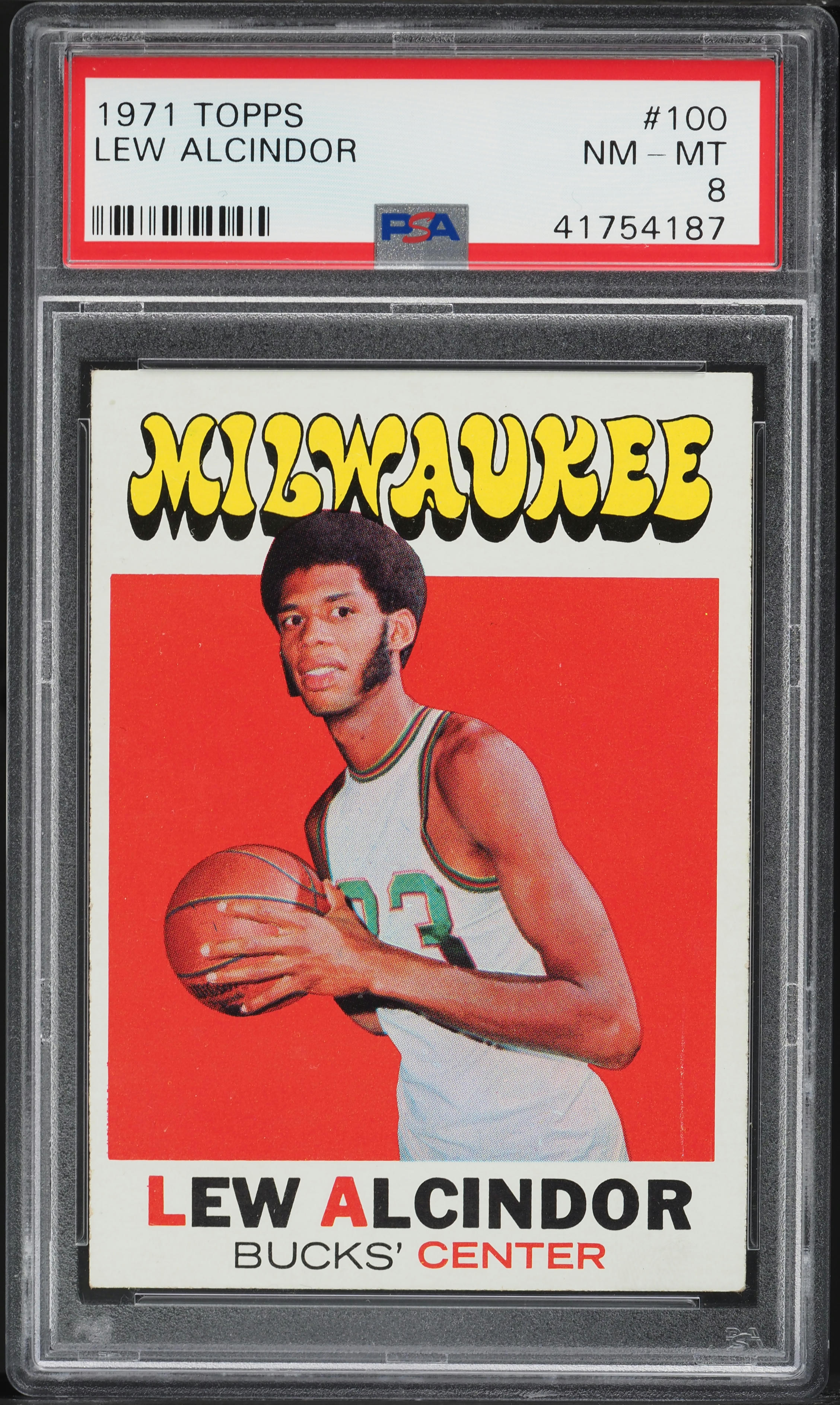1971 Topps Basketball Lew Alcindor #100 PSA 8 NM-MT