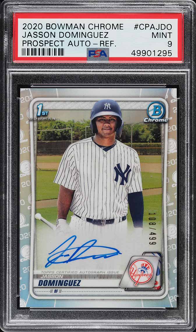 2020 Bowman Chrome Refractor Jasson Dominguez ROOKIE AUTO /499 #CPAJDO PSA 9