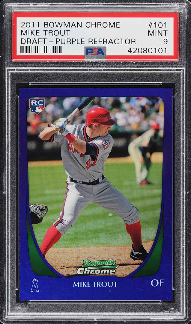 2011 Bowman Chrome Draft Purple Refractor Mike Trout RC #101 PSA 9 MINT
