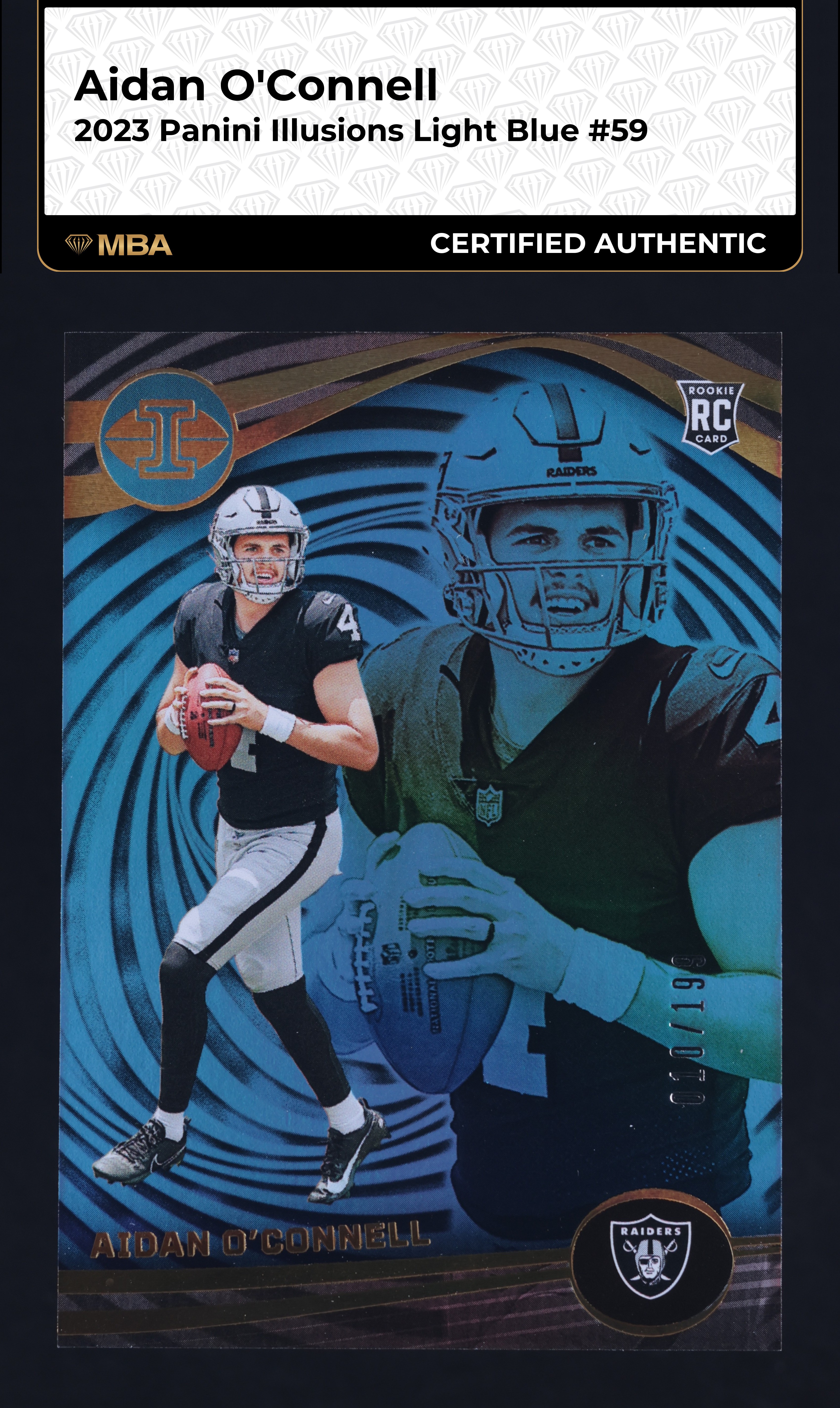 2023 Panini Illusions Light Blue Aidan O'Connell ROOKIE /199 #59 MBA AUTH