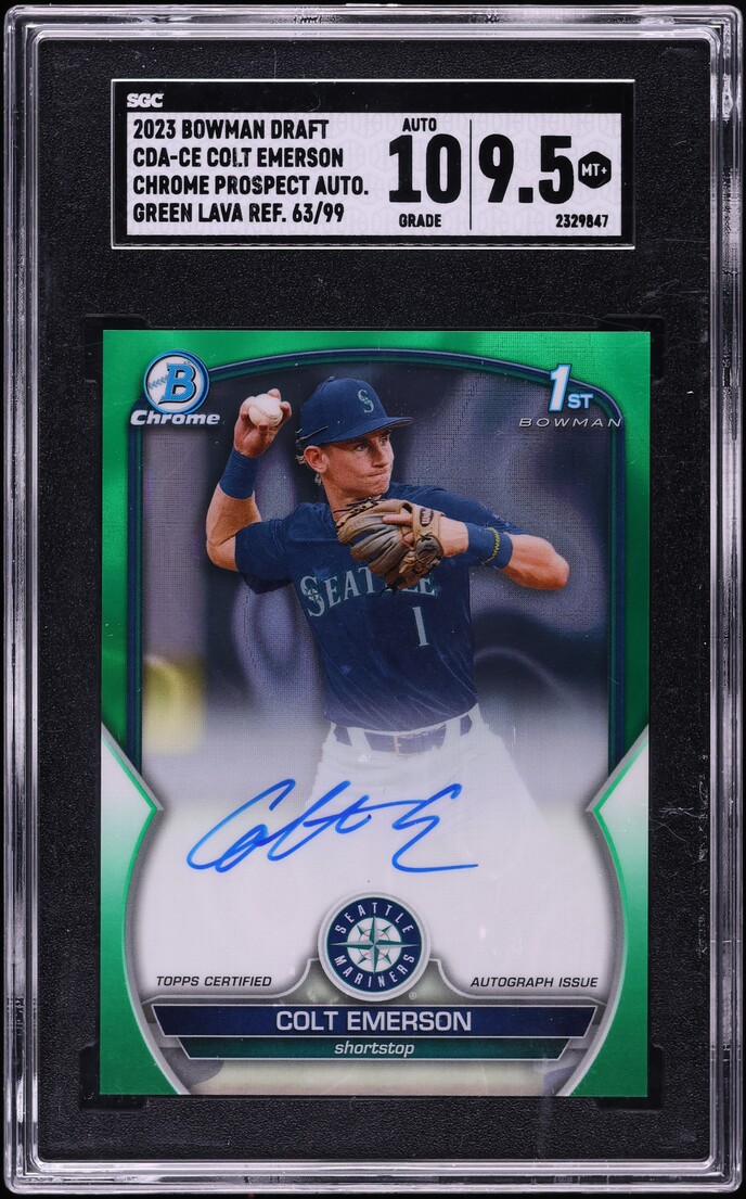 2023 Bowman Draft Chrome Green Lava Colt Emerson AUTO /99 #CDA-CE SGC 9.5 MINT+