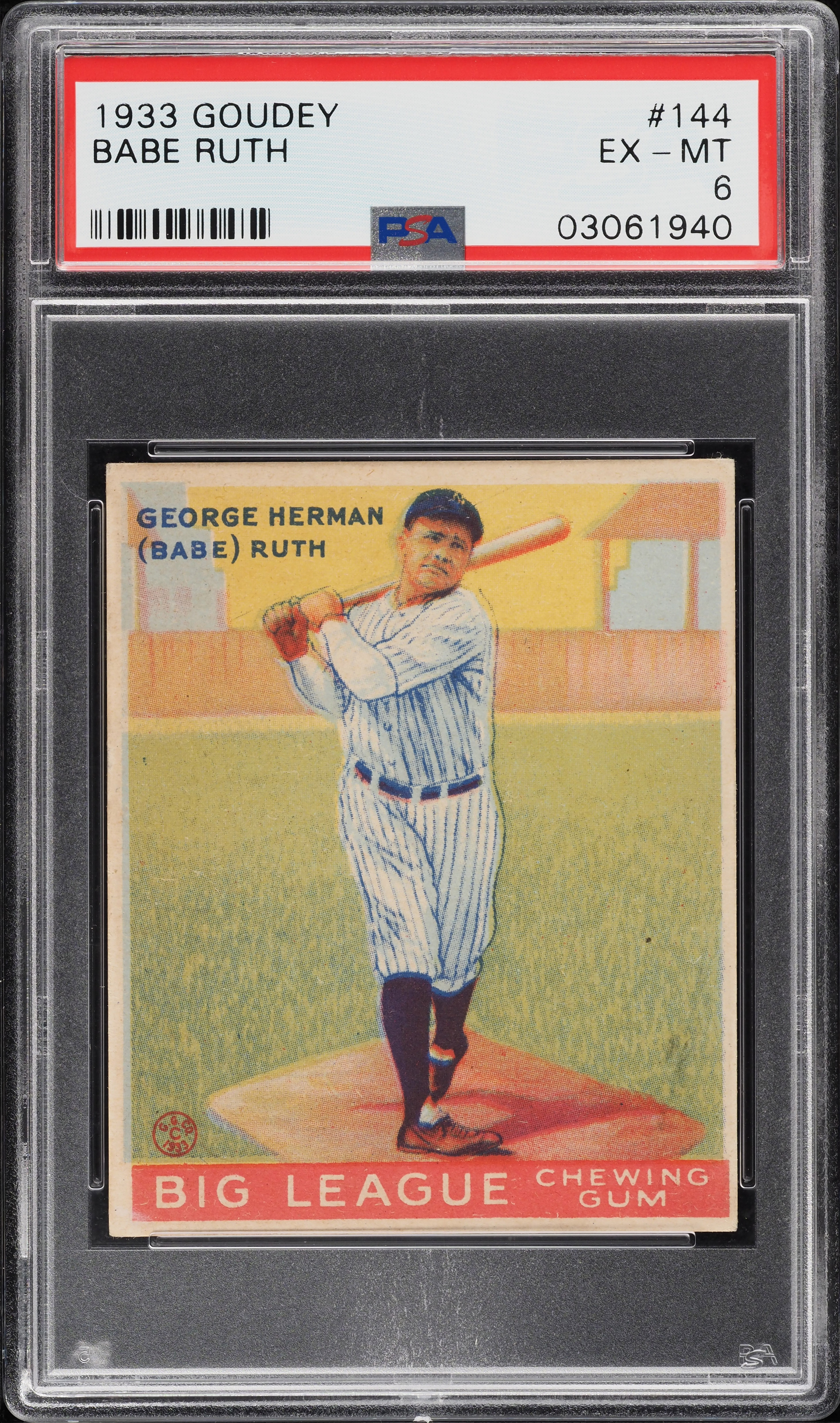 1933 Goudey Babe Ruth #144 PSA 6 EXMT