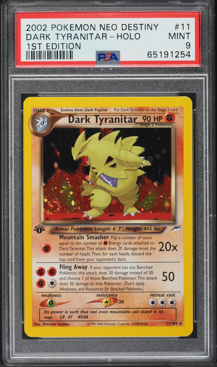 2002 Pokemon Neo Destiny 1st Edition Holo Dark Tyranitar #11 PSA 9 MINT