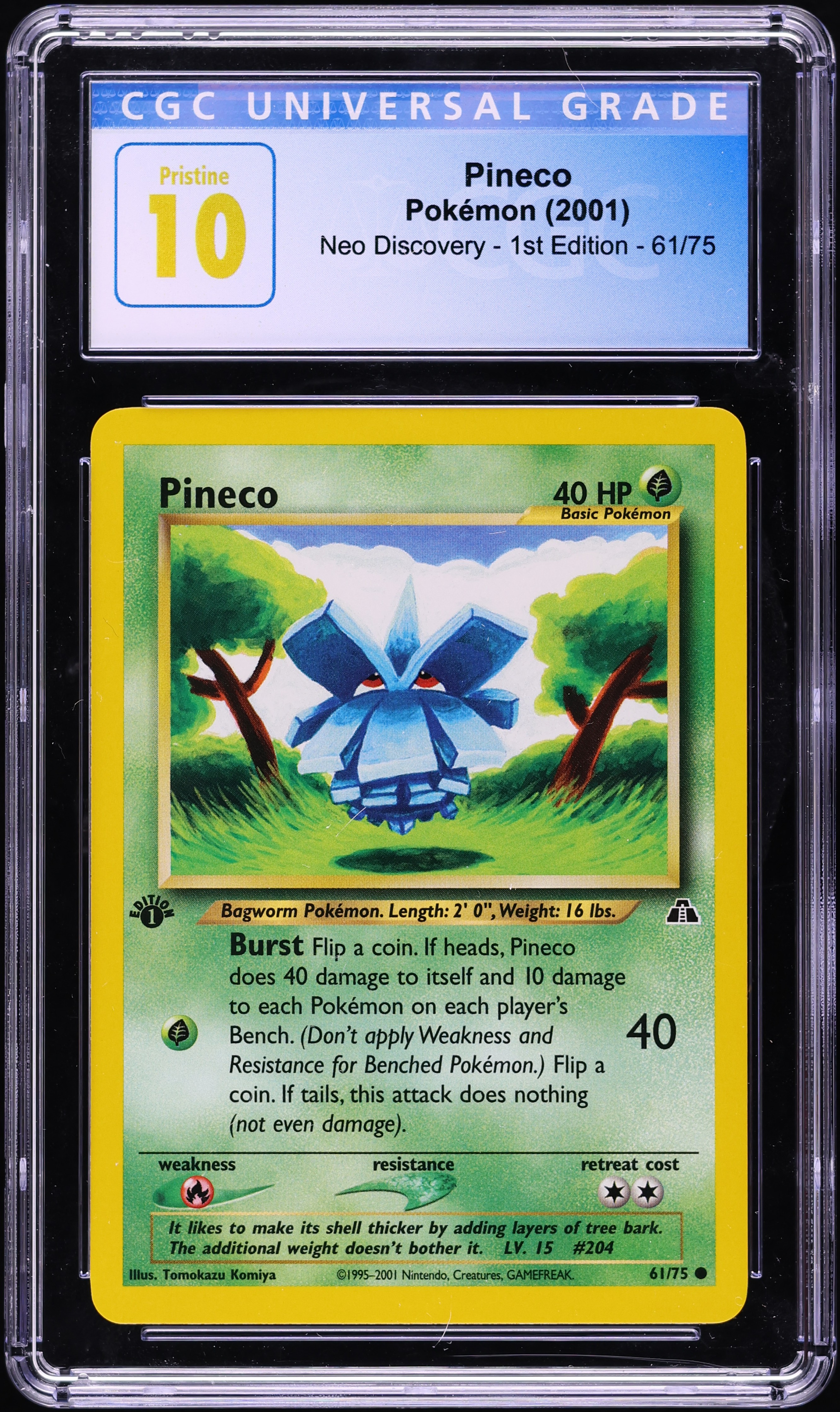 2001 Pokemon Neo Discovery 1st Edition Pineco #61 CGC 10 PRISTINE