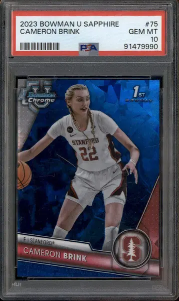 2023 Bowman Chrome University Sapphire #75 Cameron Brink RC Rookie PSA 10