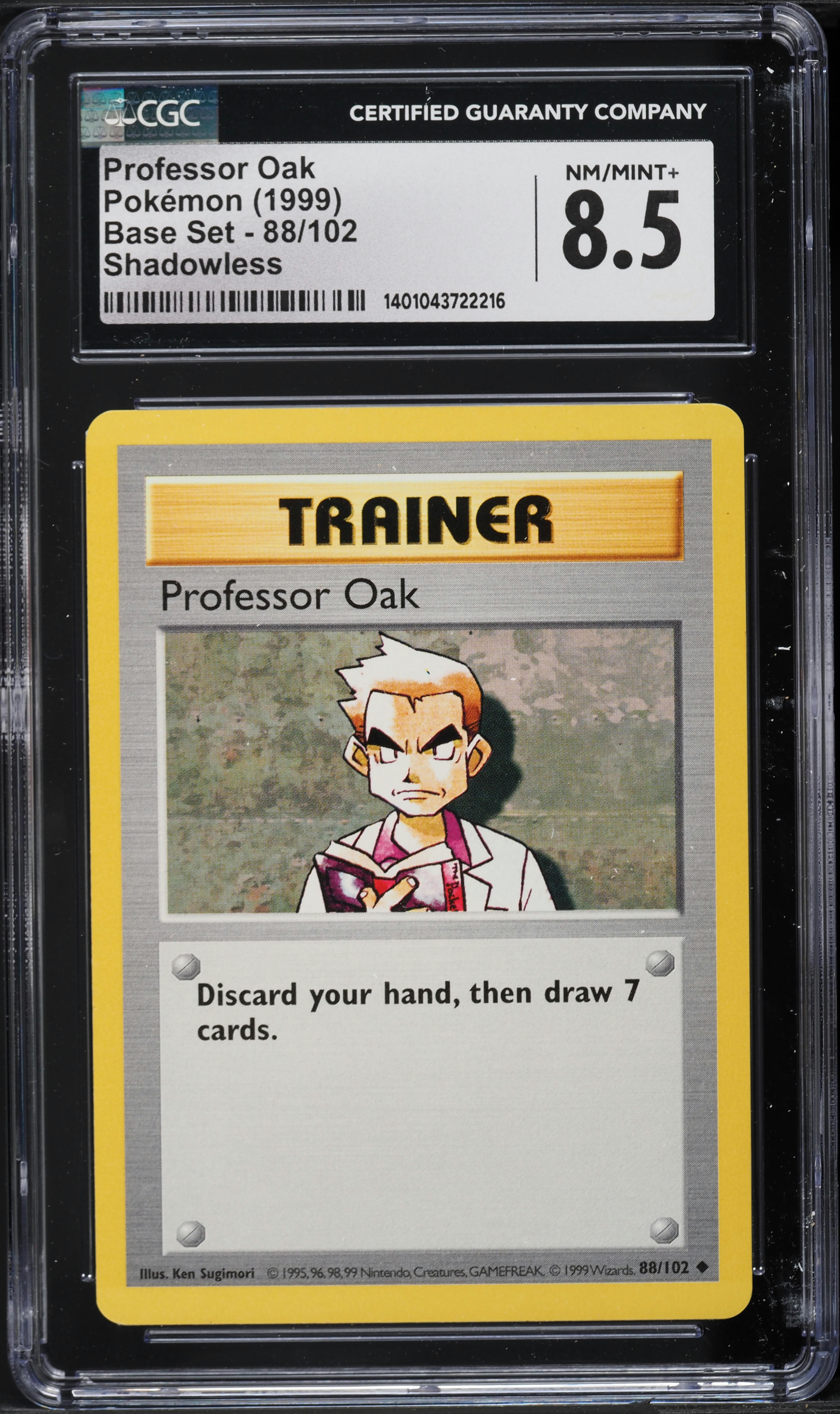 1999 Pokemon Base Set Shadowless Professor Oak #88 CGC 8.5 NM-MT+