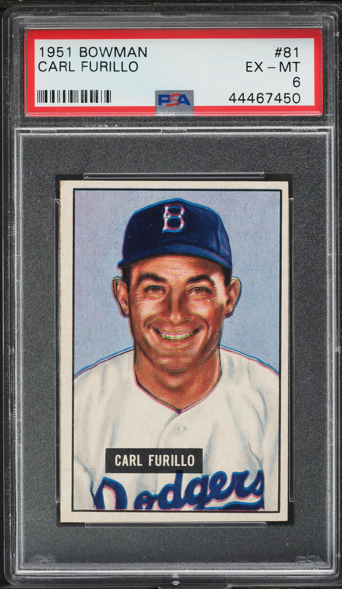 1951 Bowman Carl Furillo #81 PSA 6 EXMT