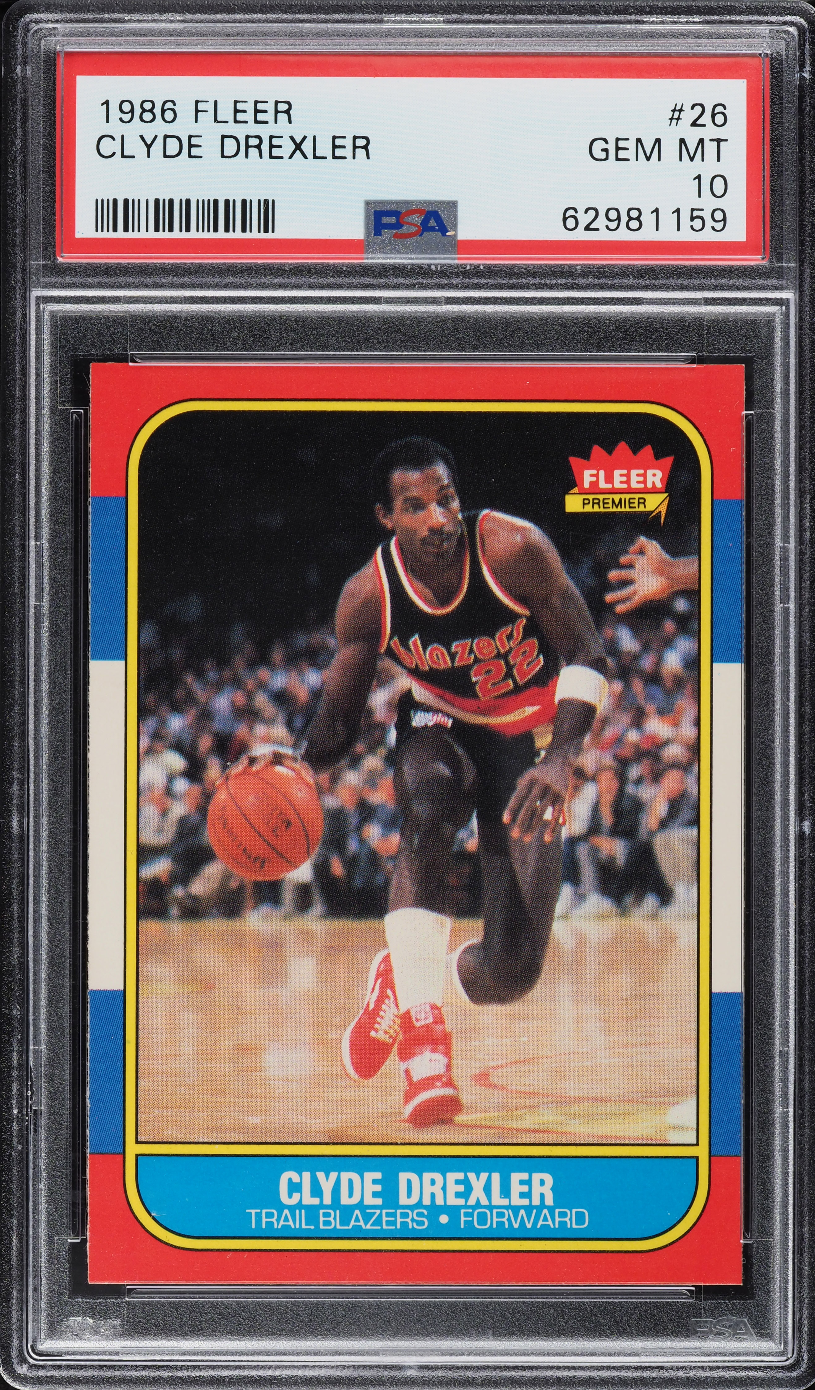 1986 Fleer Basketball Clyde Drexler ROOKIE #26 PSA 10 GEM MINT