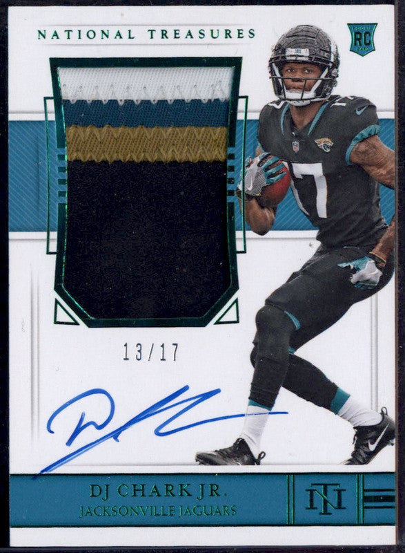 2018 National Treasures Green Jersey Number #191 DJ Chark Jr. RC Patch Auto /17