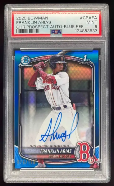2025 Bowman Chrome Blue Refractor #CPA-FA Franklin Arias RC Auto /150 PSA 9