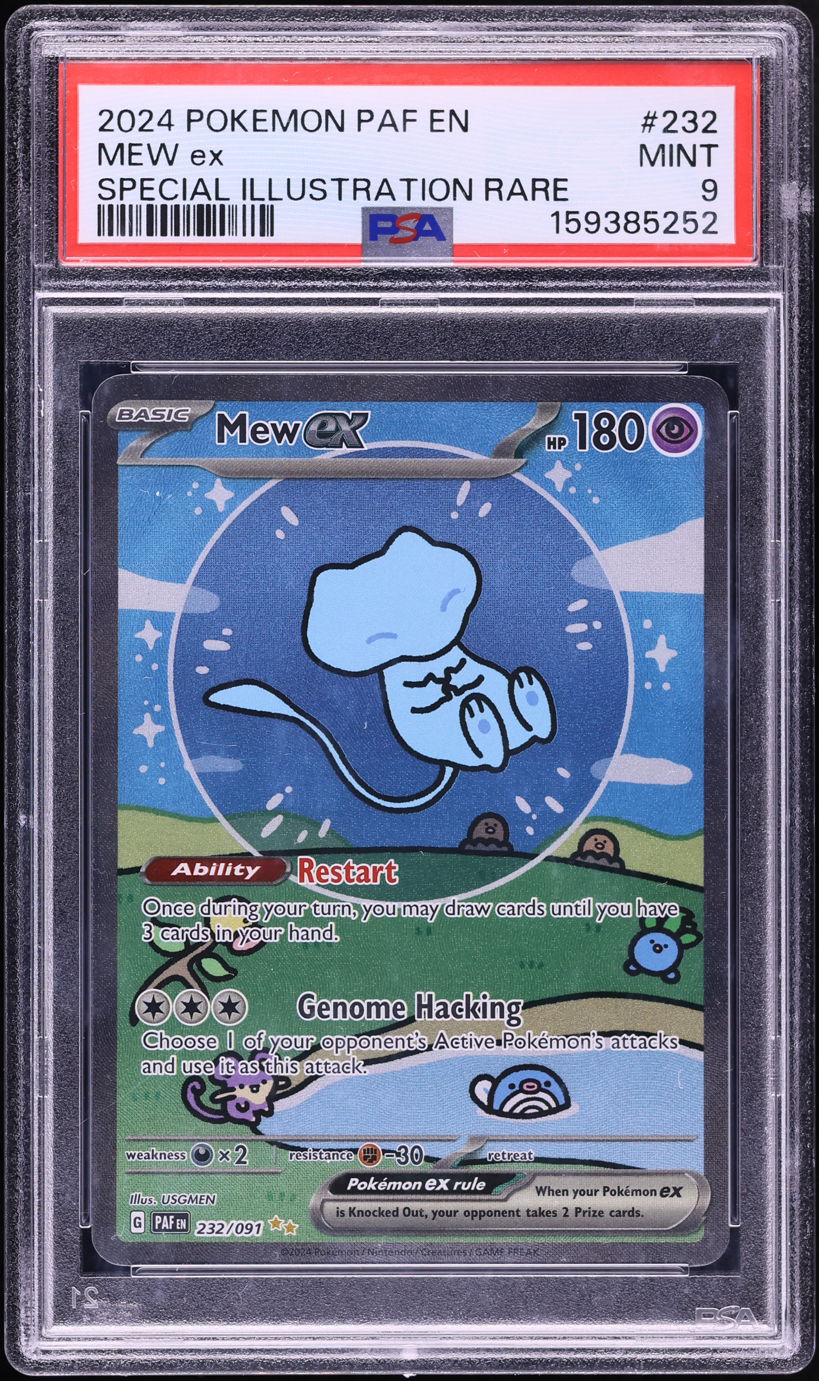 2024 Pokemon Scarlet & Violet Paldean Fates SIR Shiny Mew Ex #232 PSA 9 MINT