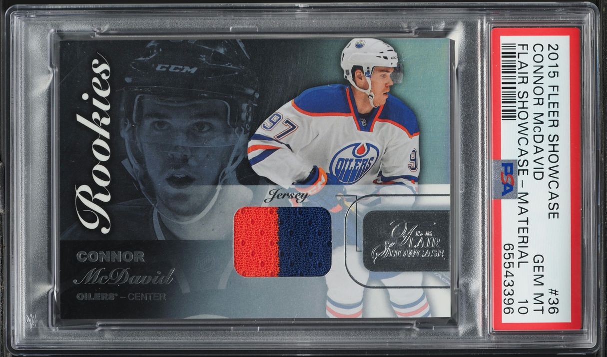 2015 Fleer Showcase Flair Material Connor McDavid ROOKIE PATCH #36 PSA 10 GEM