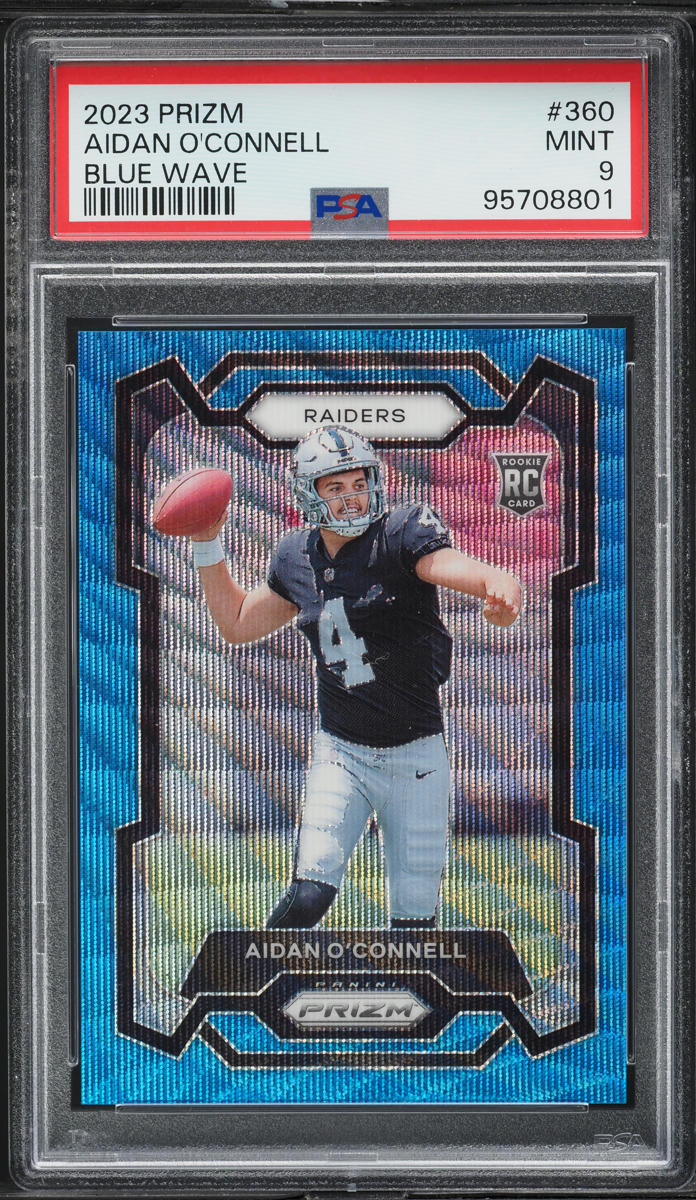 2023 Panini Prizm Blue Wave Aidan O'Connell ROOKIE /199 #360 PSA 9 MINT
