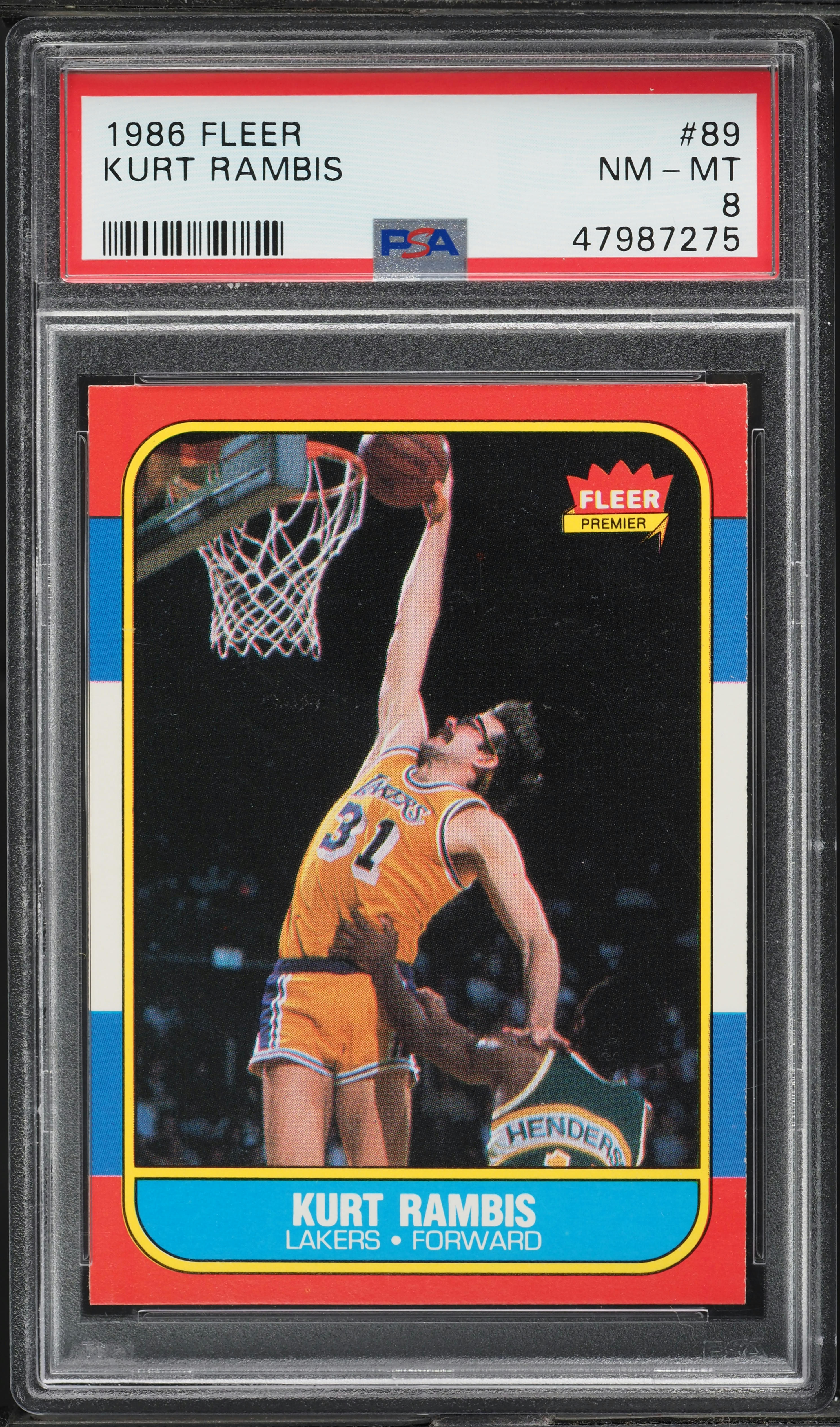 1986 Fleer Basketball Kurt Rambis ROOKIE #89 PSA 8 NM-MT