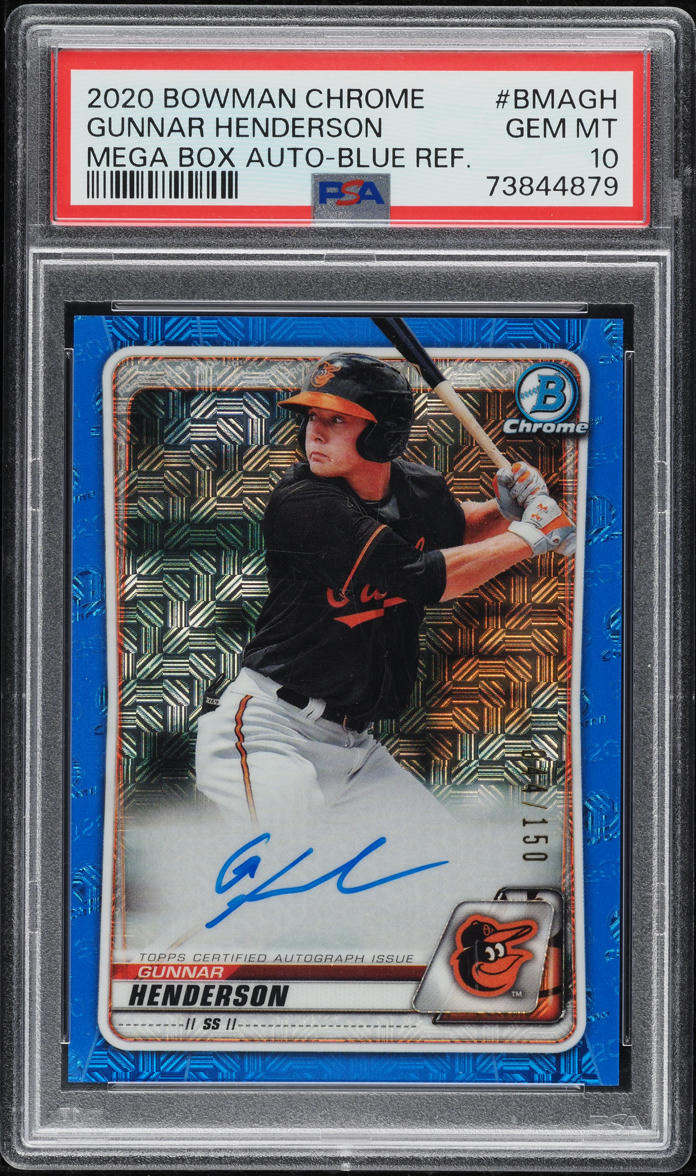 2020 Bowman Chrome Mega Box Blue Ref Gunnar Henderson ROOKIE AUTO /150 PSA 10