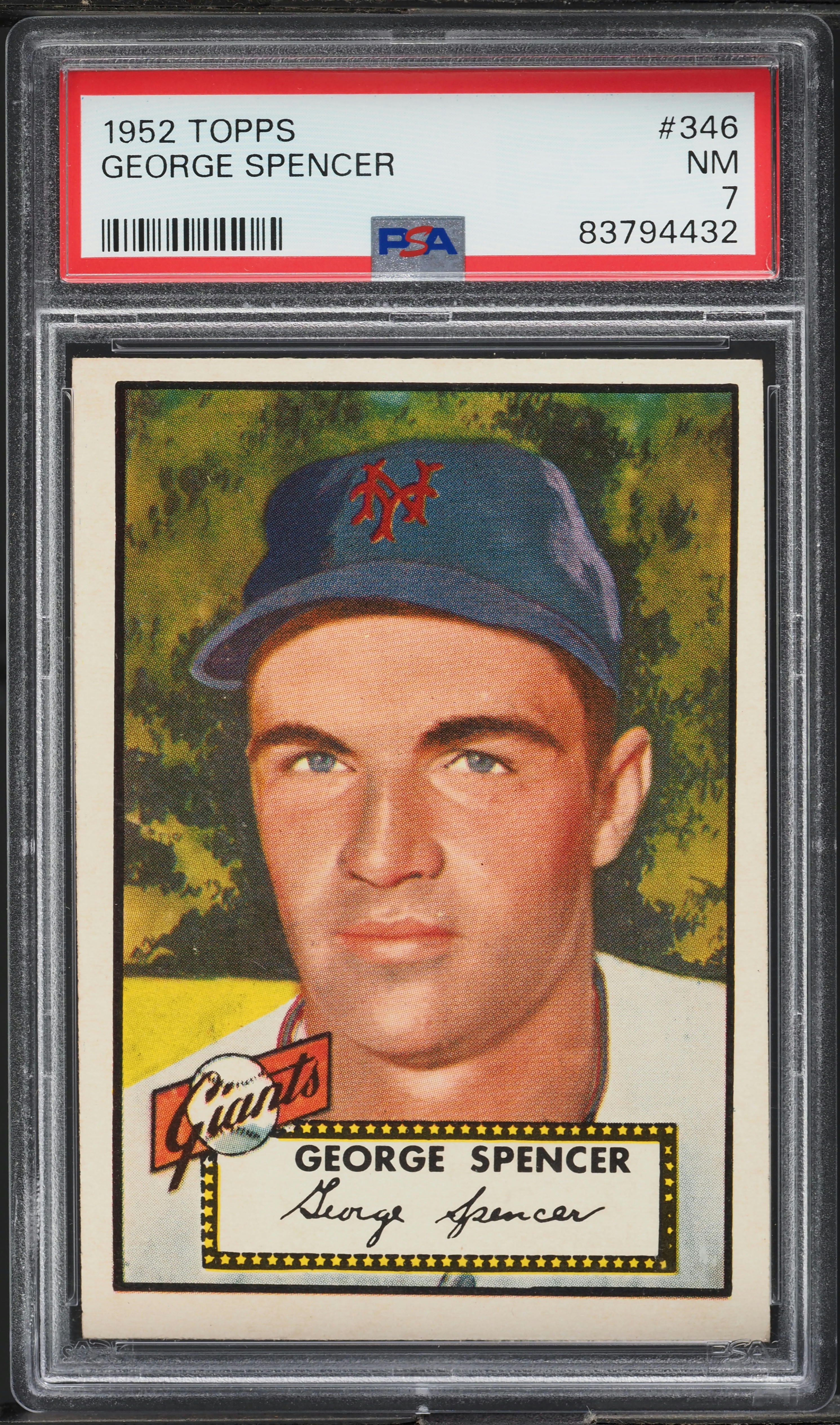 1952 Topps George Spencer #346 PSA 7 NRMT