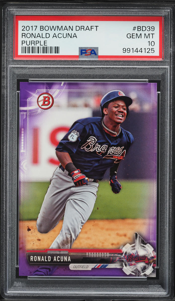 2017 Bowman Draft Purple Ronald Acuna ROOKIE /250 #BD-39 PSA 10 GEM MINT