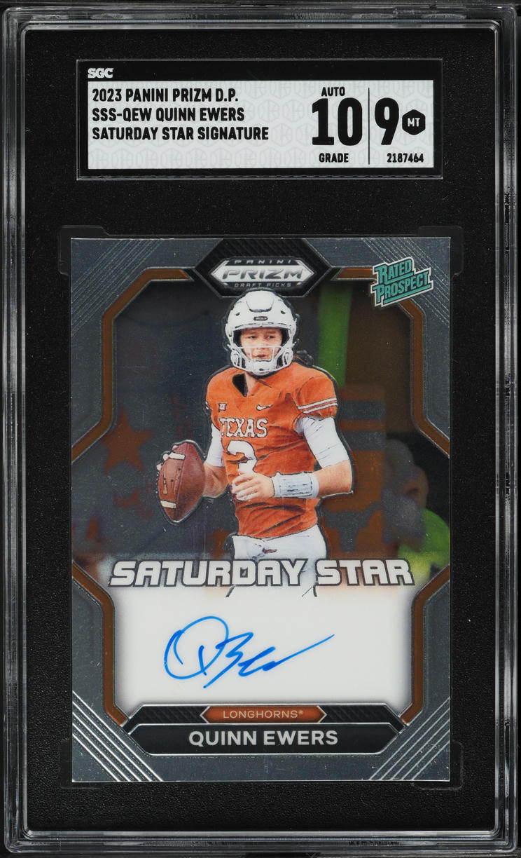 2023 Panini Prizm Draft Picks Saturday Star Quinn Ewers ROOKIE AUTO SGC 9 MINT