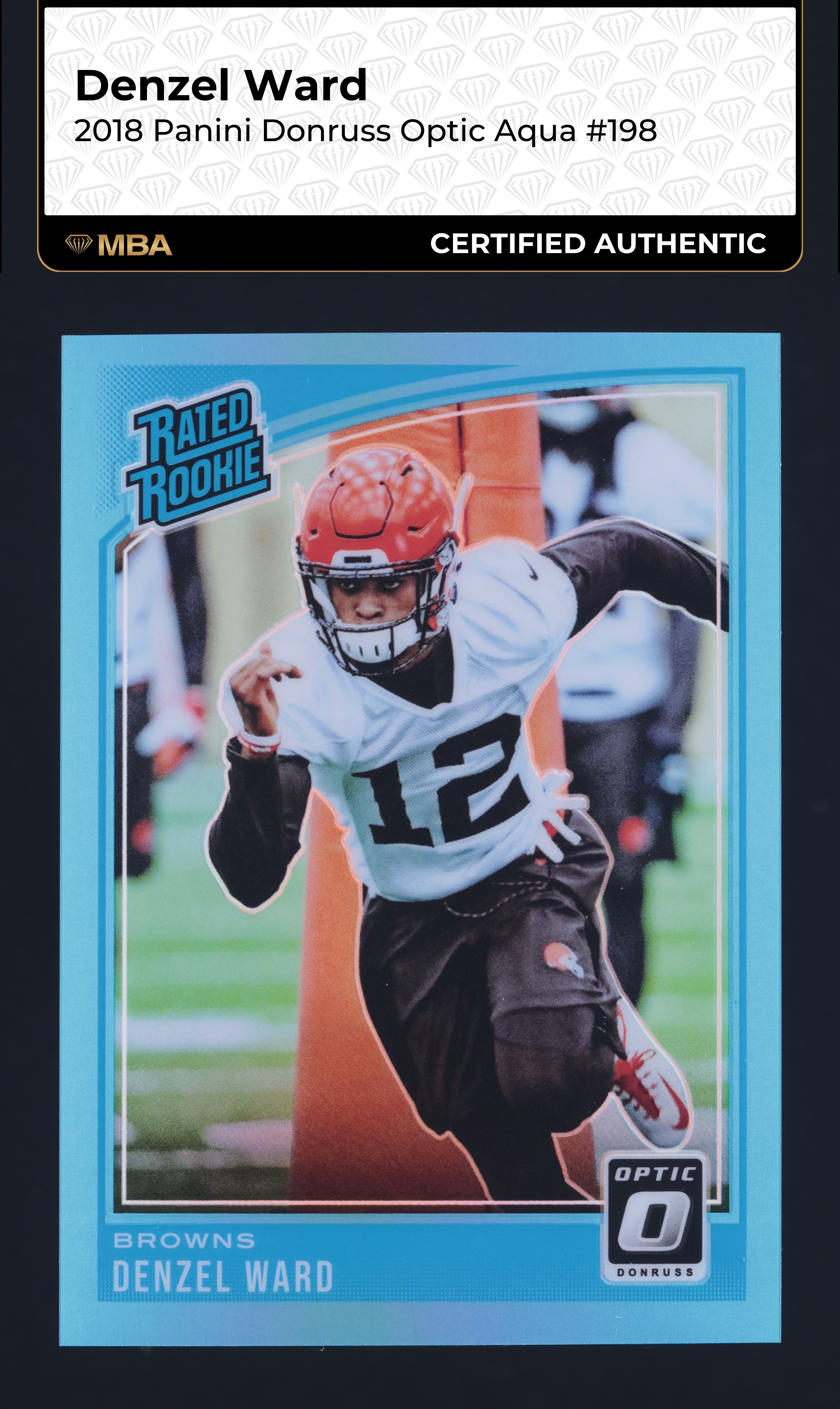 2018 Donruss Optic Aqua Denzel Ward ROOKIE /299 #198 MBA AUTH