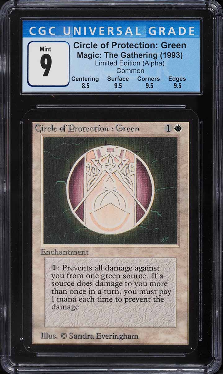 1993 Magic The Gathering MTG Alpha Circle Of Protection: Green CGC 9 MINT