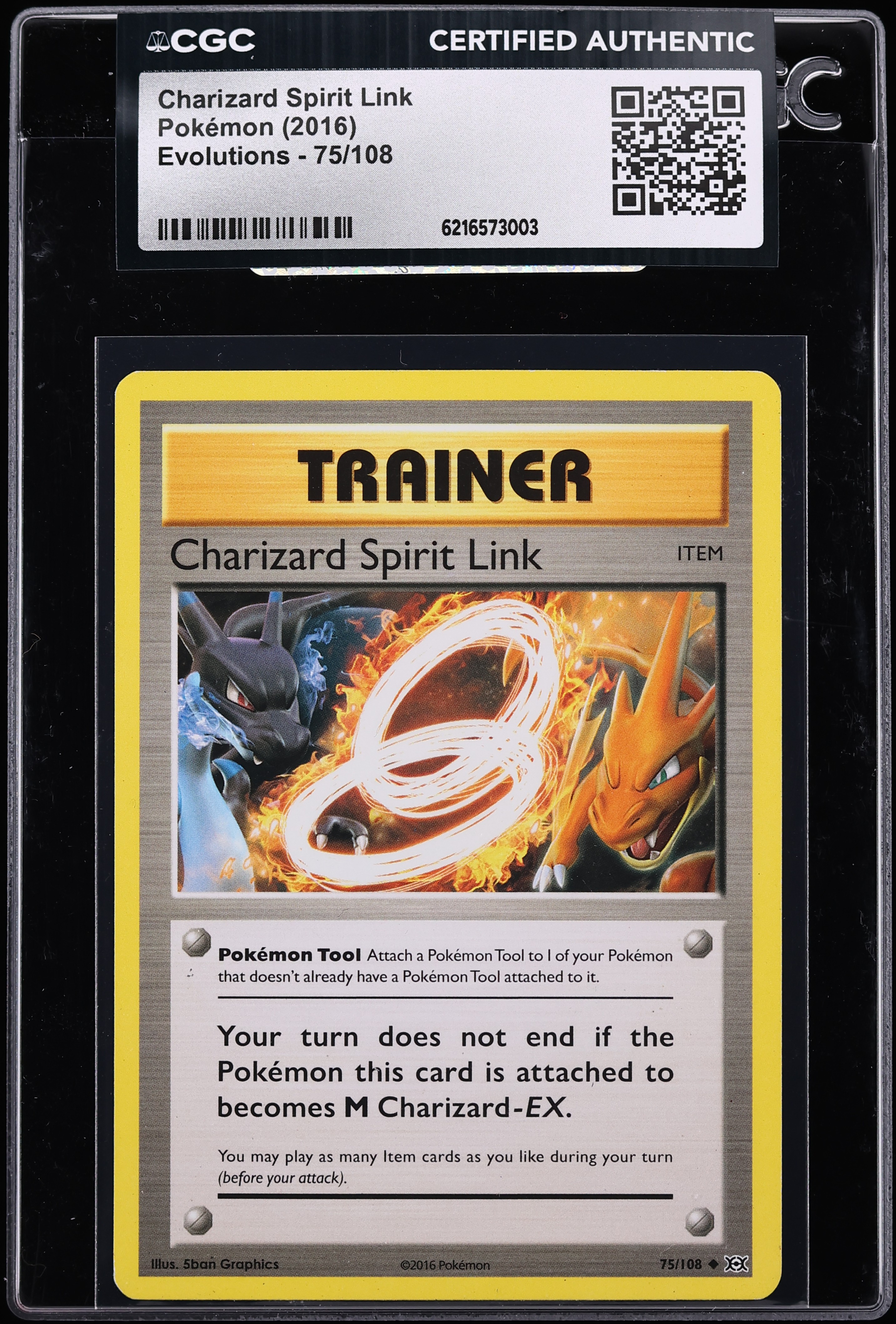 2016 Pokemon XY Evolutions Charizard Spirit Link #75 CGC AUTH