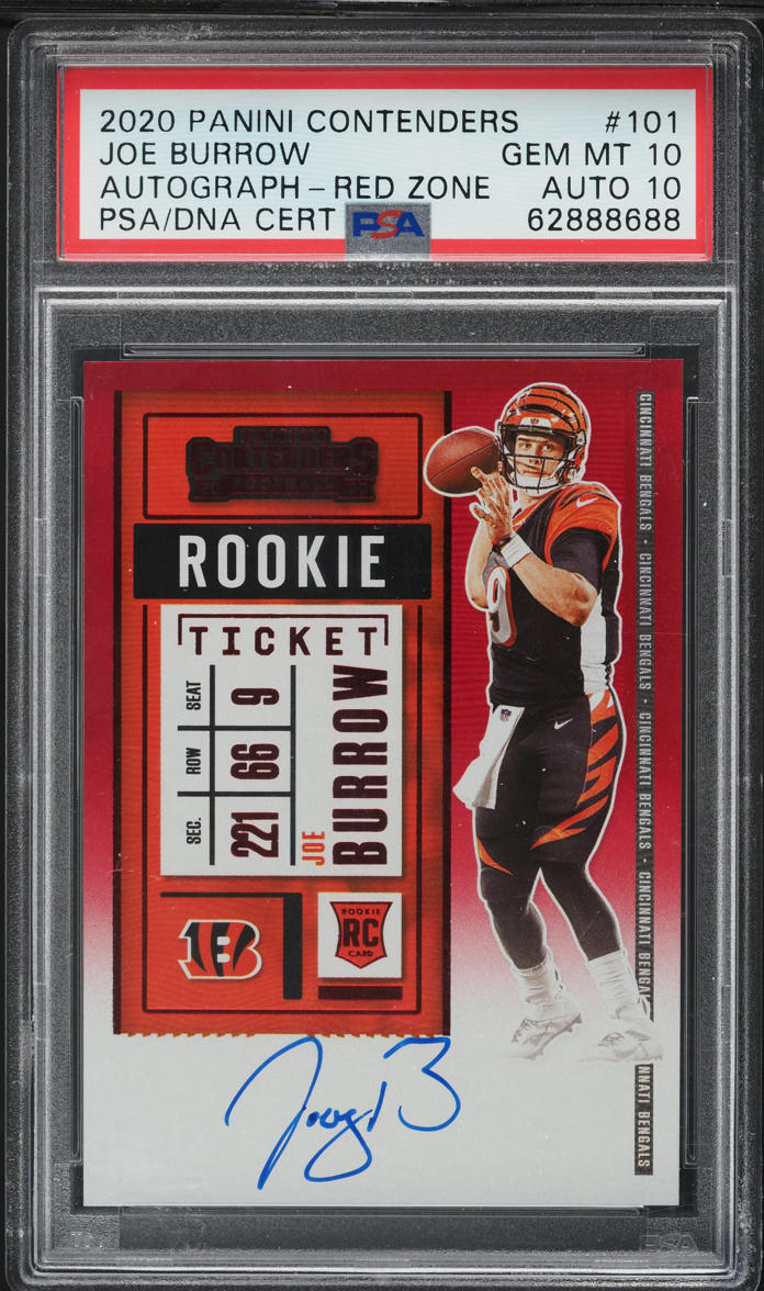 2020 Panini Contenders Red Zone Joe Burrow ROOKIE AUTO DNA 10 #101 PSA 10 GEM
