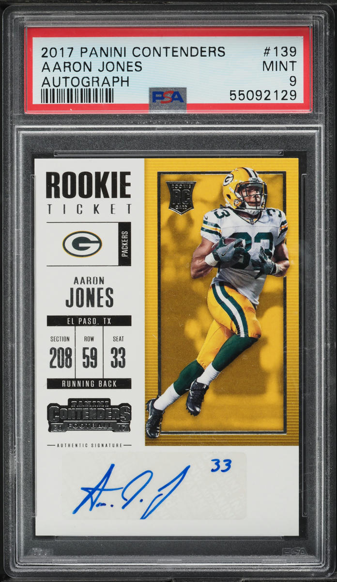 2017 Panini Contenders Aaron Jones ROOKIE AUTO #139 PSA 9 MINT