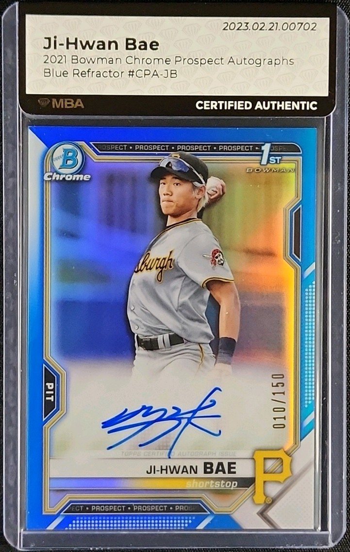 2021 Bowman Chrome Blue Refractor Ji-Hwan Bae ROOKIE AUTO /150 #CPA-JB MBA AUTH