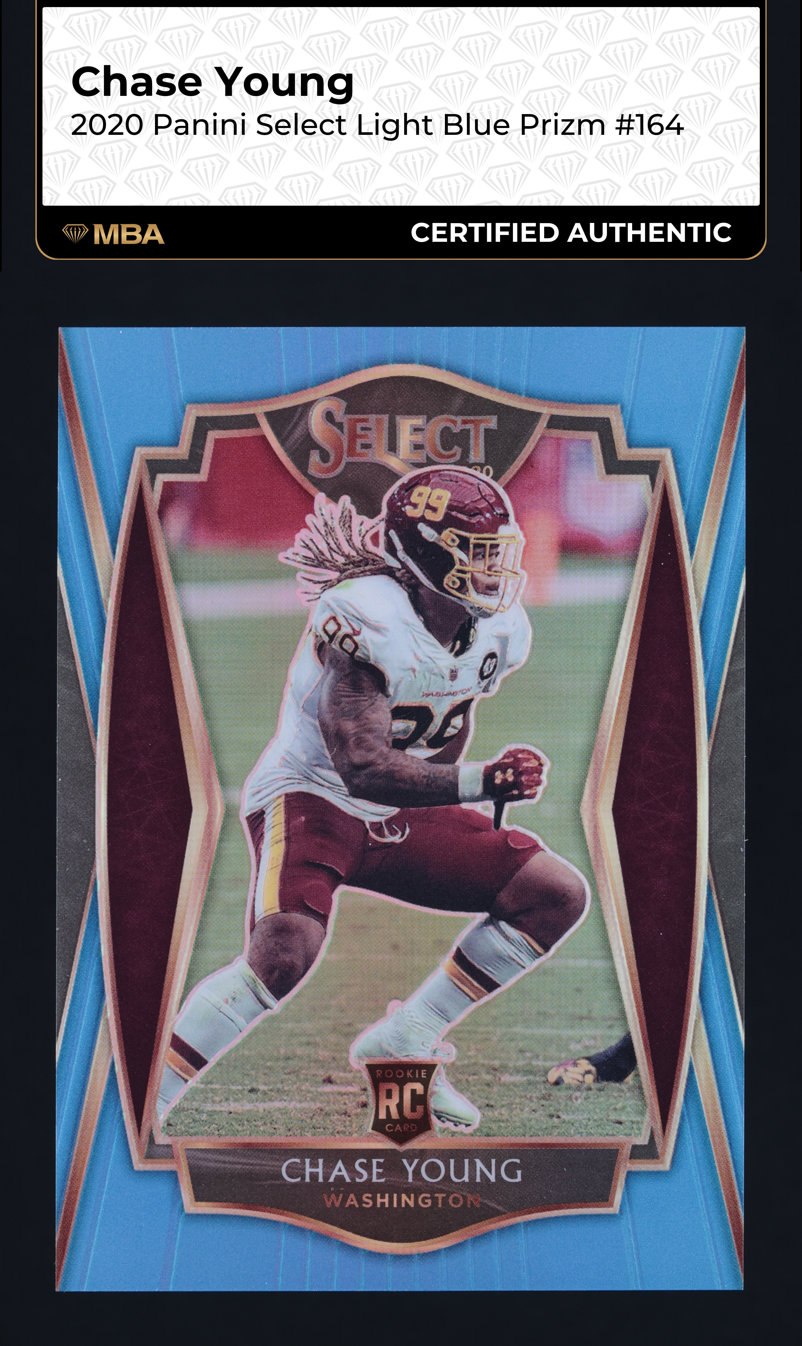 2020 Select Premier Level Light Blue Prizm Chase Young ROOKIE /99 #164 MBA AUTH