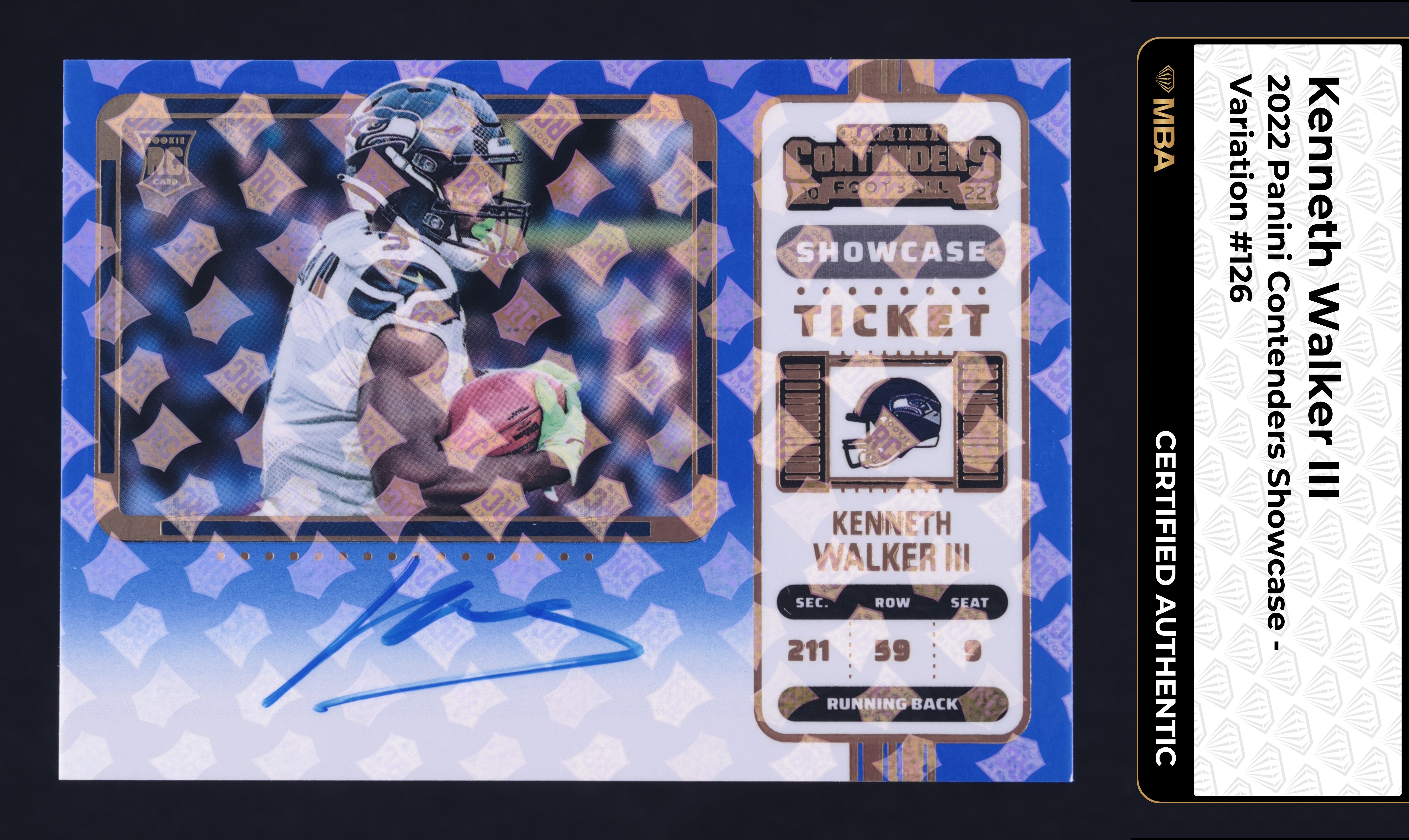 2022 Panini Contenders Showcase Variation Kenneth Walker III AUTO #126 MBA AUTH