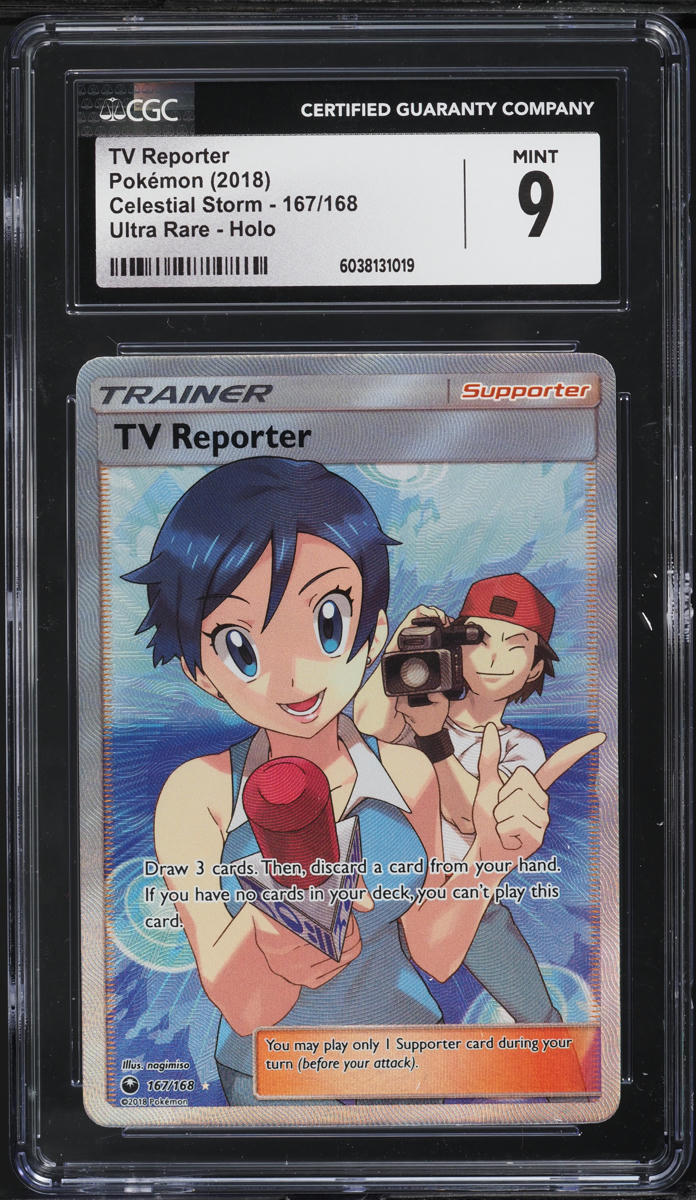 2018 Pokemon Sun & Moon Celestial Storm Full Art TV Reporter #167 CGC 9 MINT