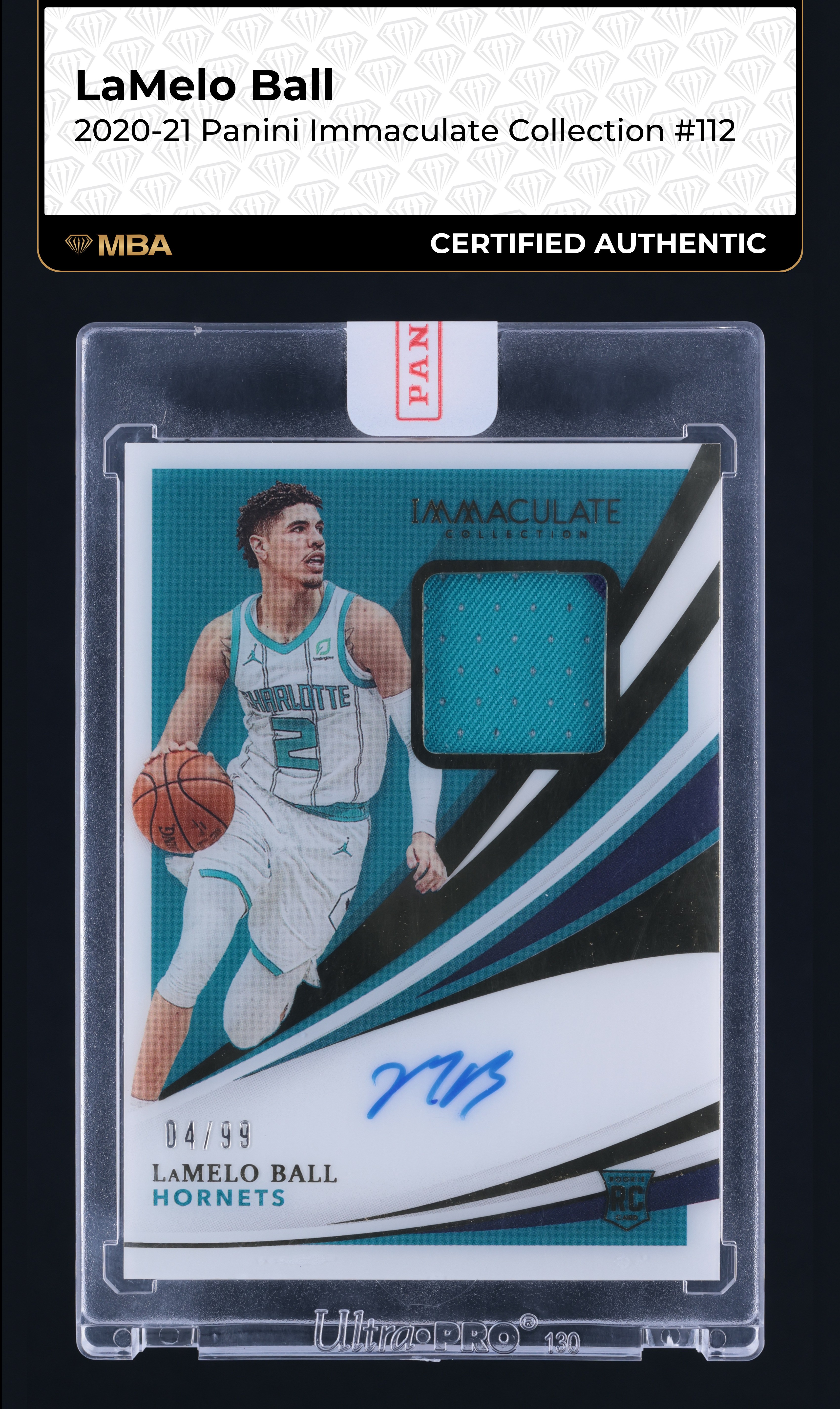 2020 Immaculate Collection LaMelo Ball ROOKIE PATCH AUTO /99 #112 MBA AUTH