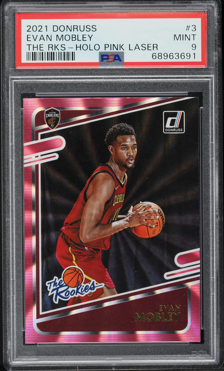 2021 Donruss The Rookies Holo Pink Laser Evan Mobley ROOKIE #3 PSA 9 MINT