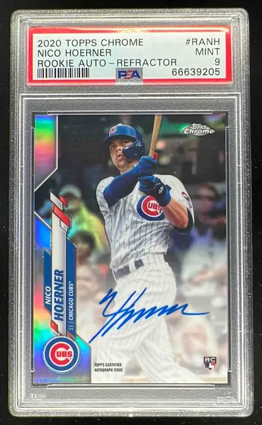 2020 Topps Chrome Rookie Autographs Refractor Nico Hoerner RC Auto /499 PSA 9