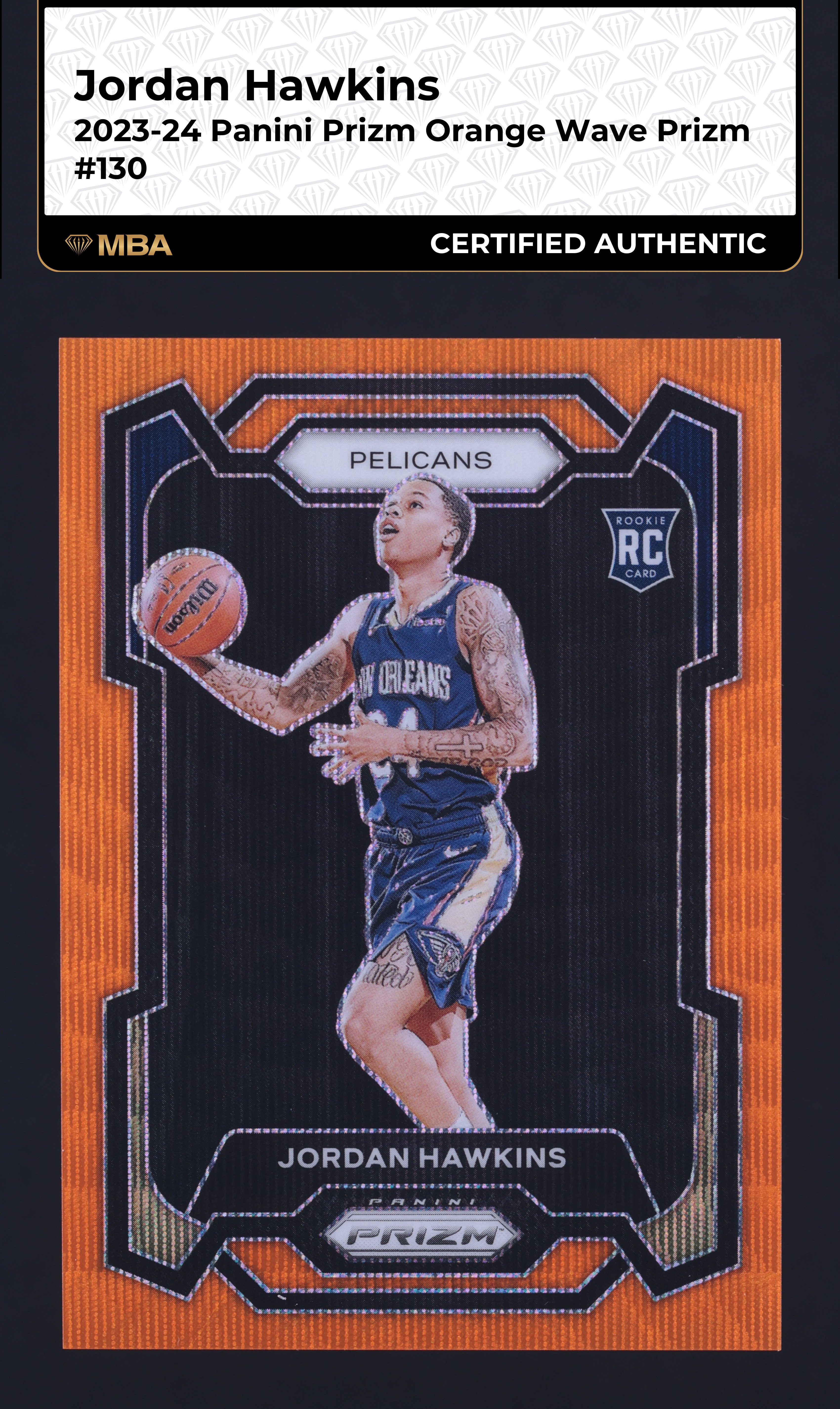 2023 Panini Prizm Orange Wave Jordan Hawkins ROOKIE /60 #130 MBA AUTH