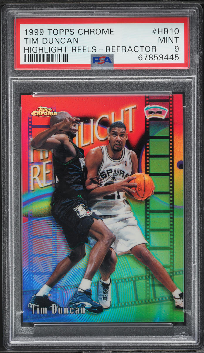 1999 Topps Chrome Highlight Reels Refractor Tim Duncan #HR10 PSA 9 MINT