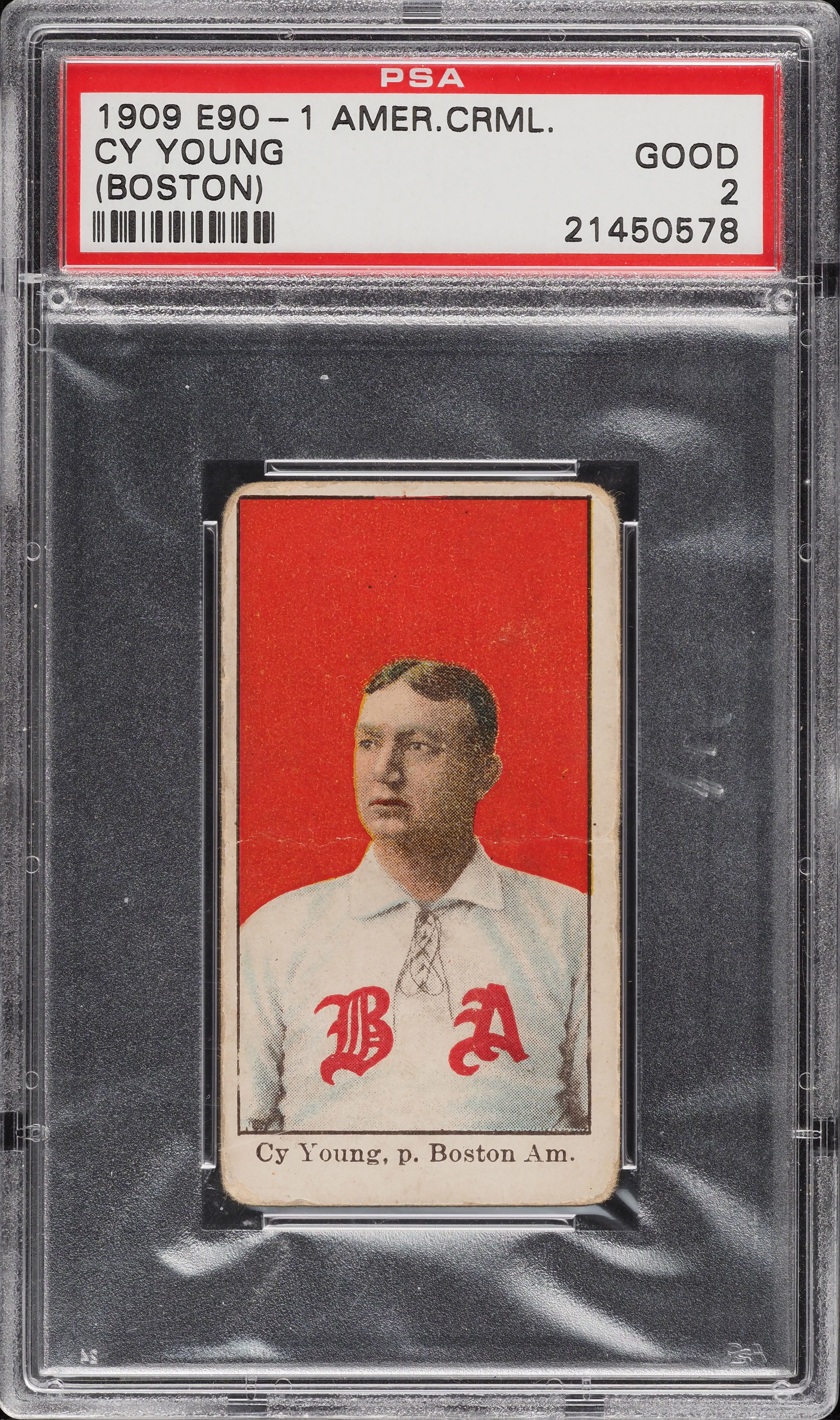 1909 E90-1 American Caramel Cy Young BOSTON PSA 2 GD