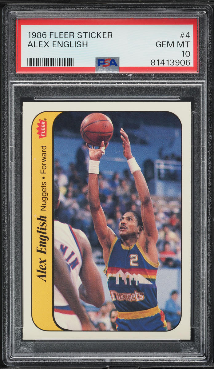 1986 Fleer Sticker Alex English #4 PSA 10 GEM MINT