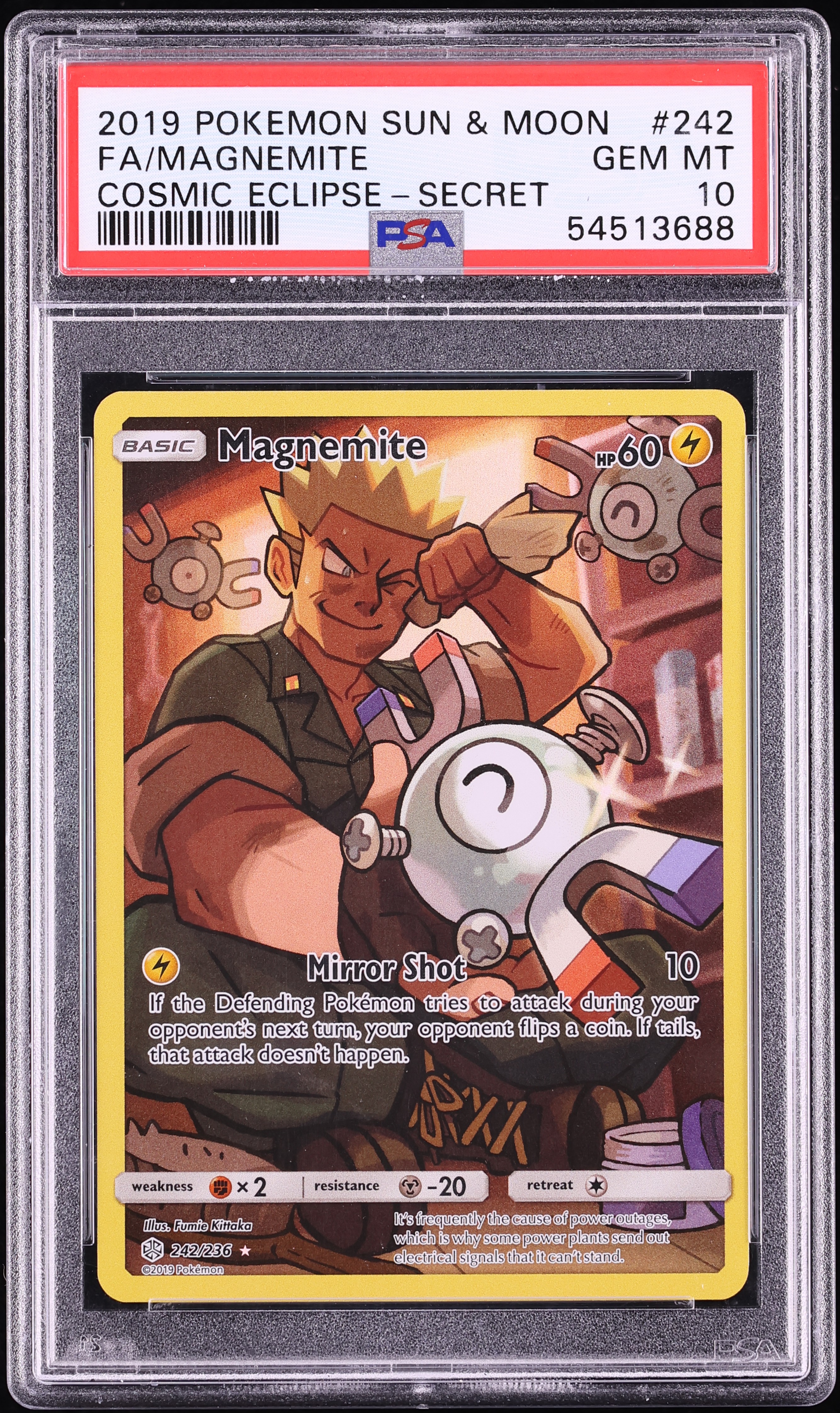 2019 Pokemon Sun & Moon Cosmic Eclipse SEC Magnemite #242 PSA 10 GEM MINT
