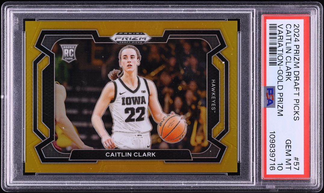 2024 Panini Prizm Draft Picks Variation Gold Caitlin Clark ROOKIE /10 #57 PSA 10