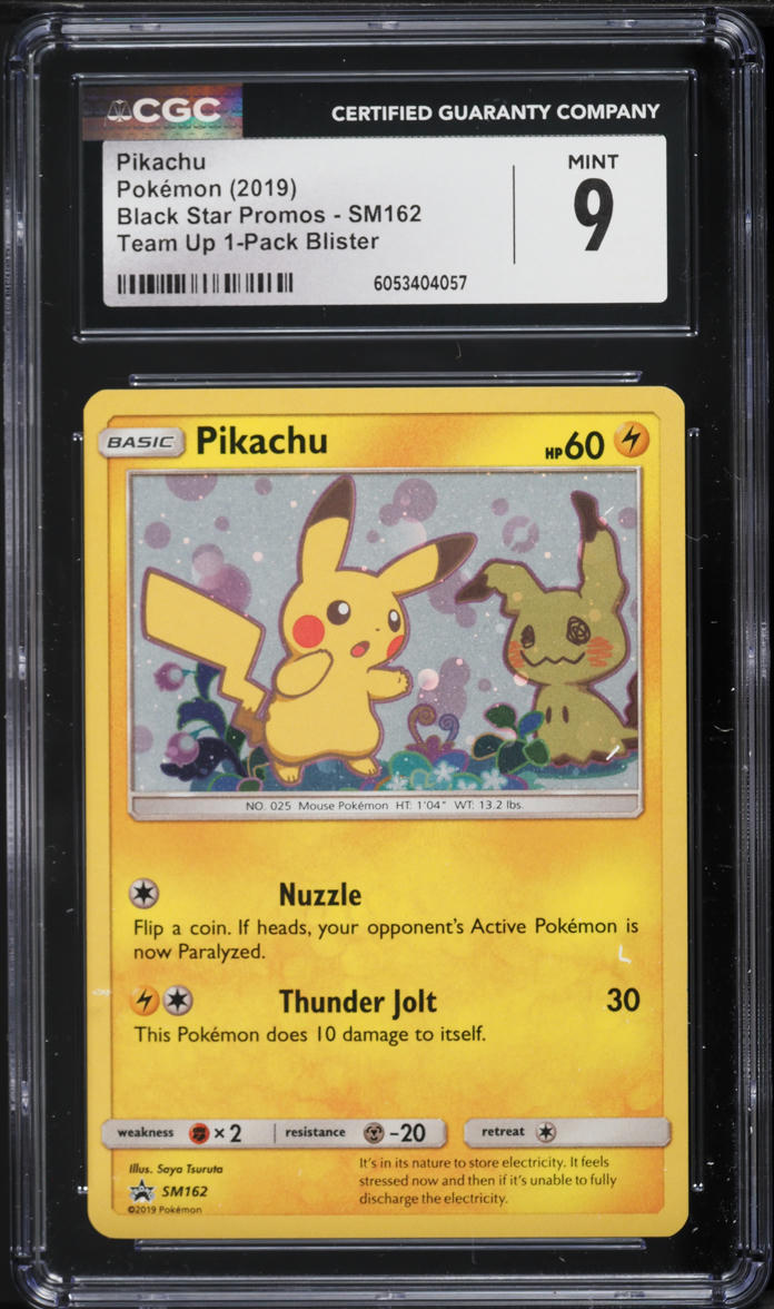 2019 Pokemon Sun & Moon Black Star Promo Team Up Pikachu #SM162 CGC 9 MINT
