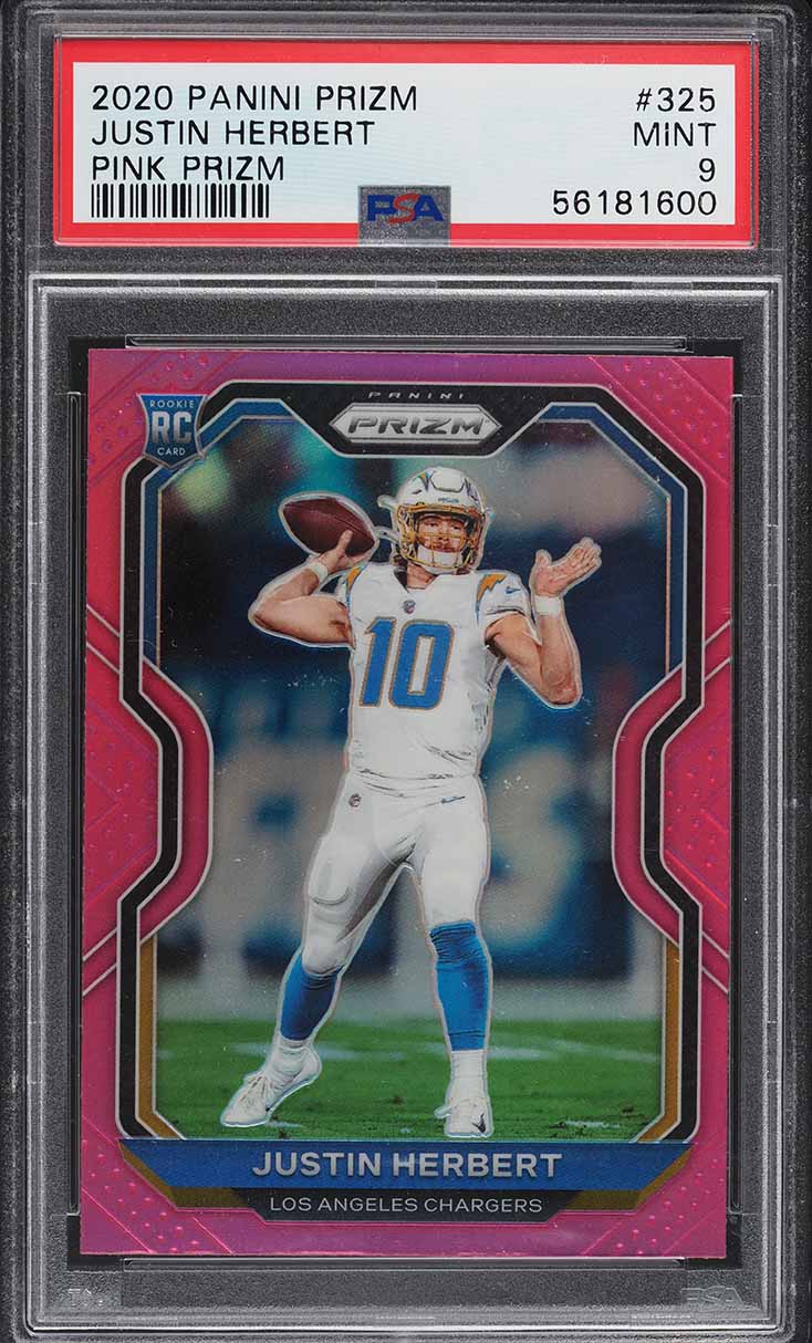 2020 Panini Prizm Pink Prizms Justin Herbert ROOKIE #325 PSA 9 MINT