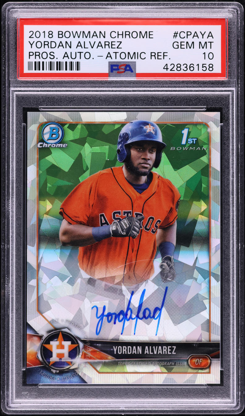 2018 Bowman Chrome Atomic Refractor Yordan Alvarez PROSPECT AUTO /100 PSA 10