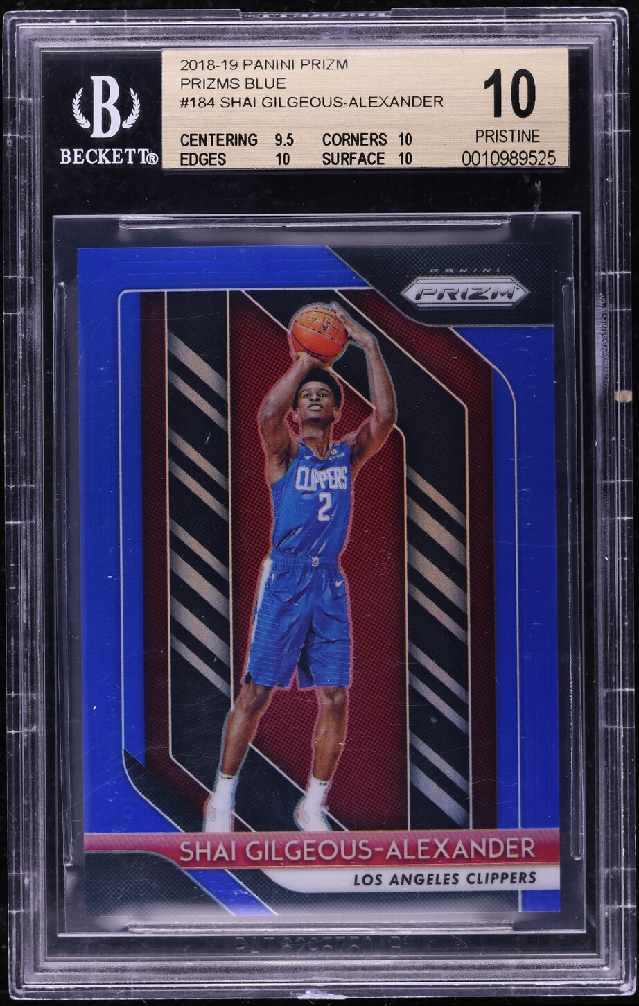 2018 Panini Prizm Blue Shai Gilgeous-Alexander ROOKIE /199 #184 BGS 10 PRISTINE