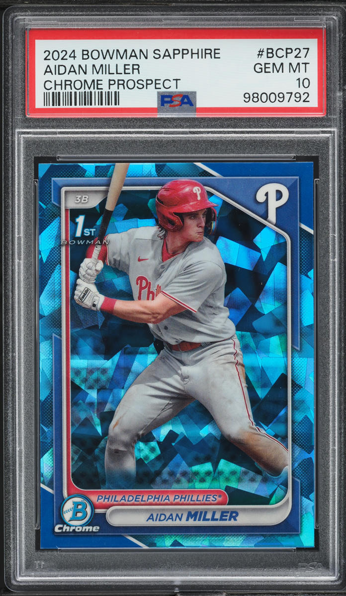 2024 Bowman Chrome Sapphire Aidan Miller PROSPECT #BCP-27 PSA 10 GEM MINT