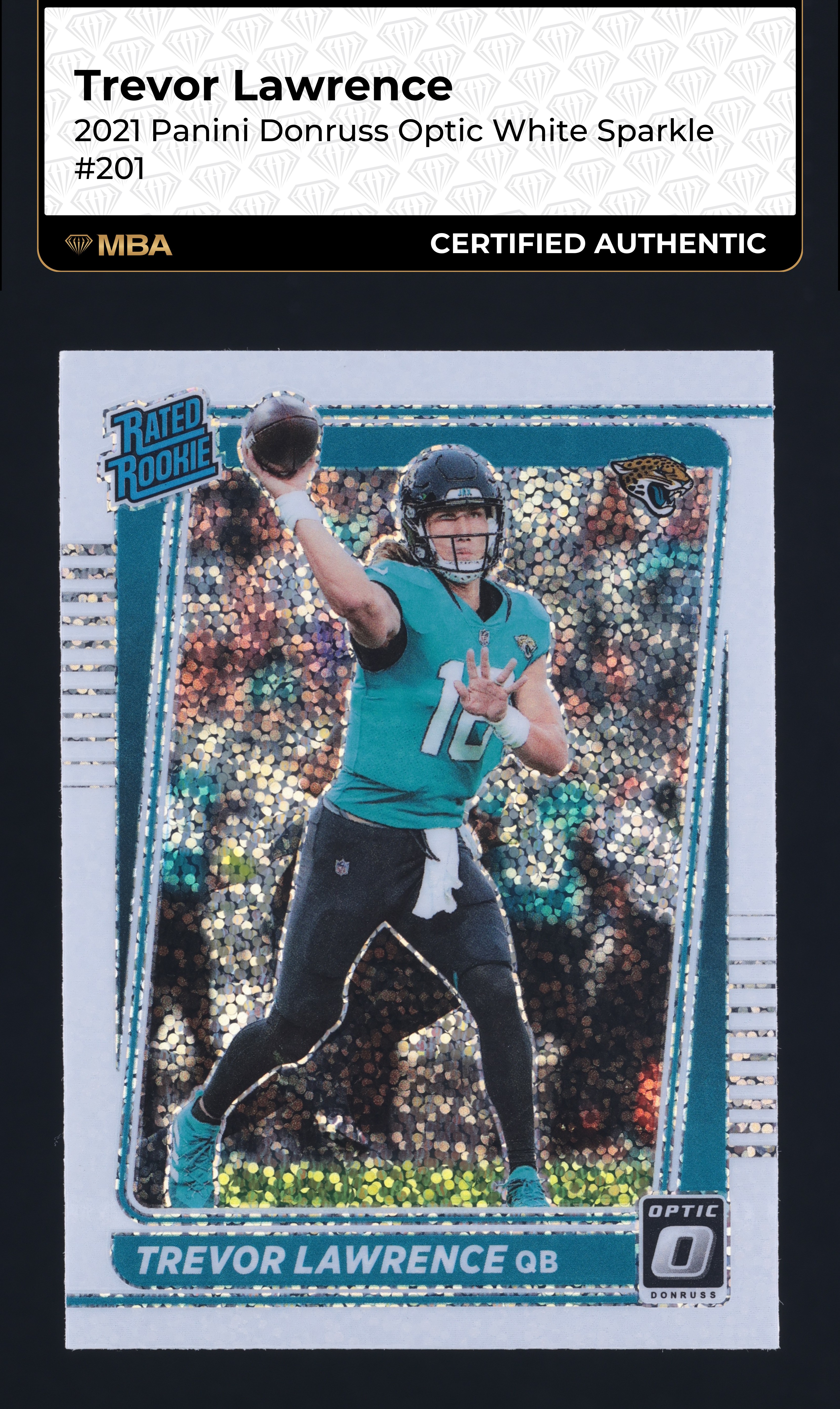 2021 Donruss Optic White Sparkle Trevor Lawrence ROOKIE #201 MBA AUTH